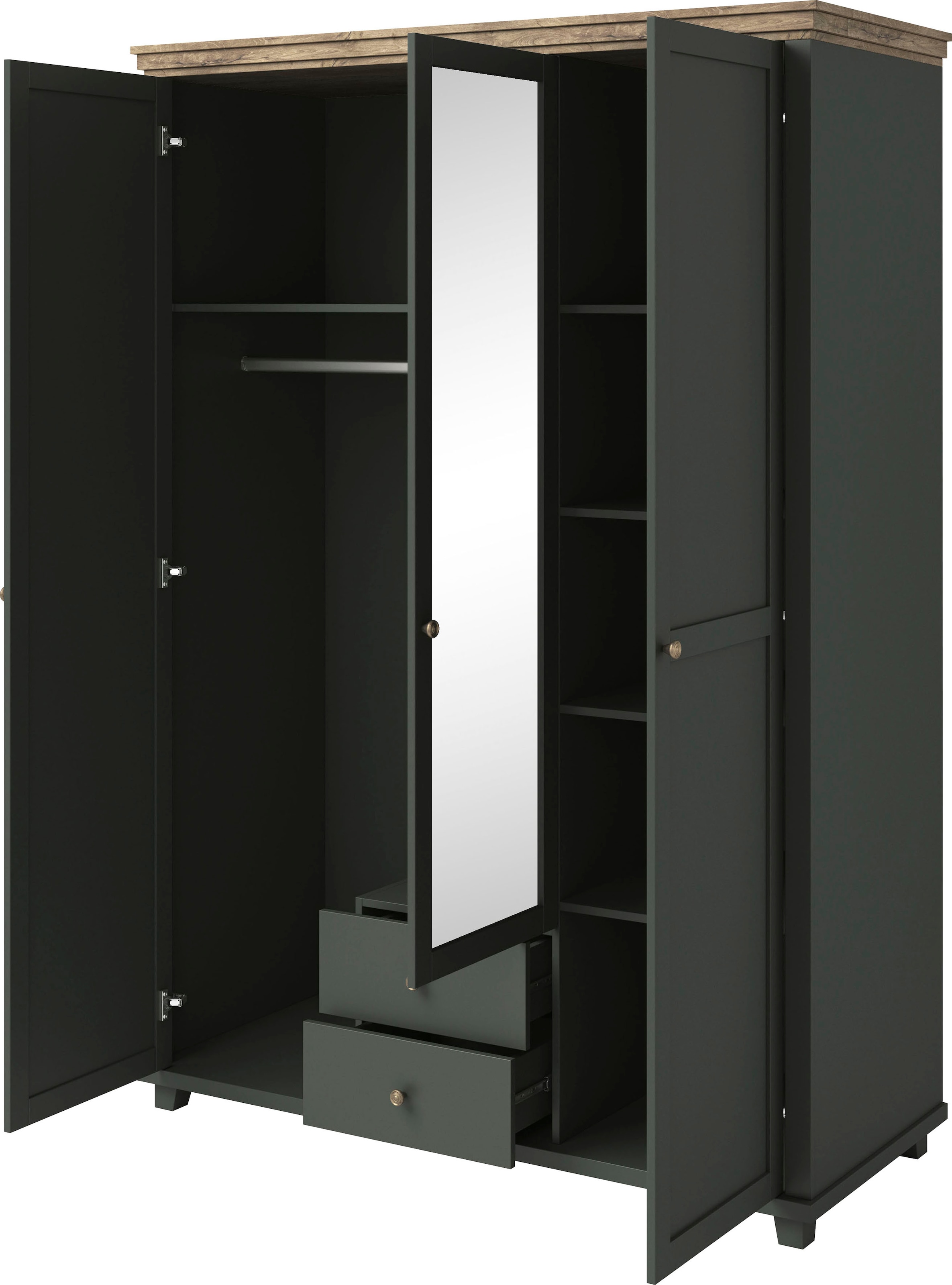 Home affaire Drehtürenschrank »Evora, Landhausschrank in 3 verschieden Grössen, Türen mit Soft- Close« Kleiderschrank mit Spiegel, aus FSC®-zertifiziertem Holzwerkstoff