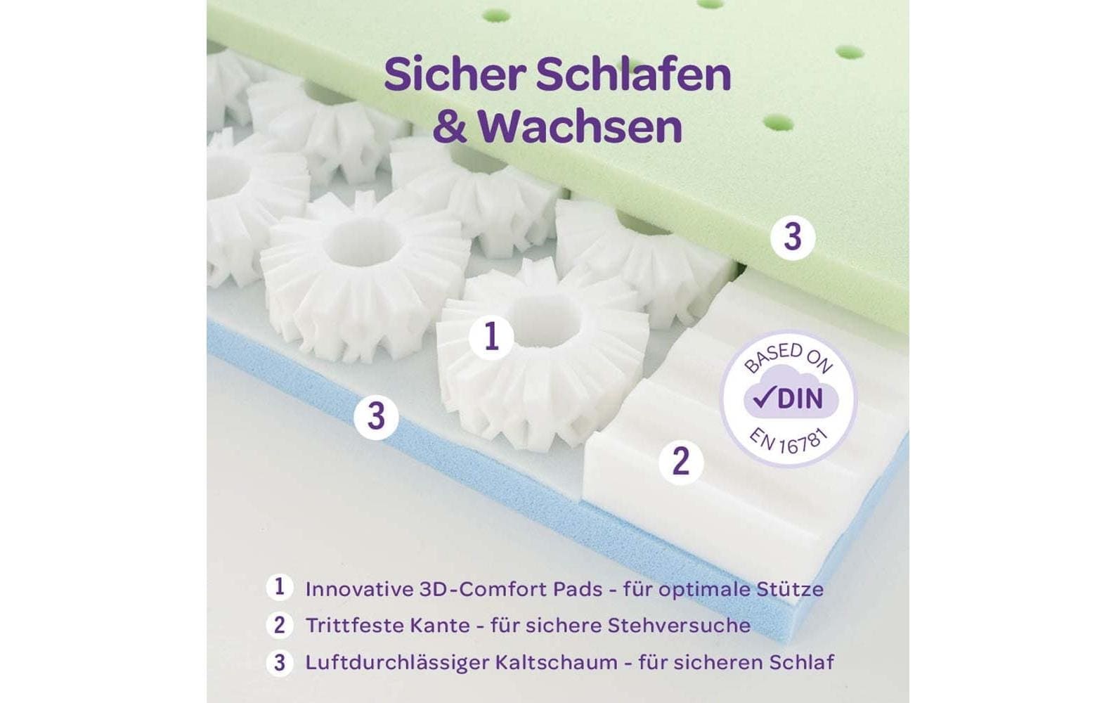 Träumeland Matelas pour bébé »Matratze Octasmart« 11 cm hoch Raumgewicht: 35 kg/m³ 1 pièce, 1 cuis tlg.