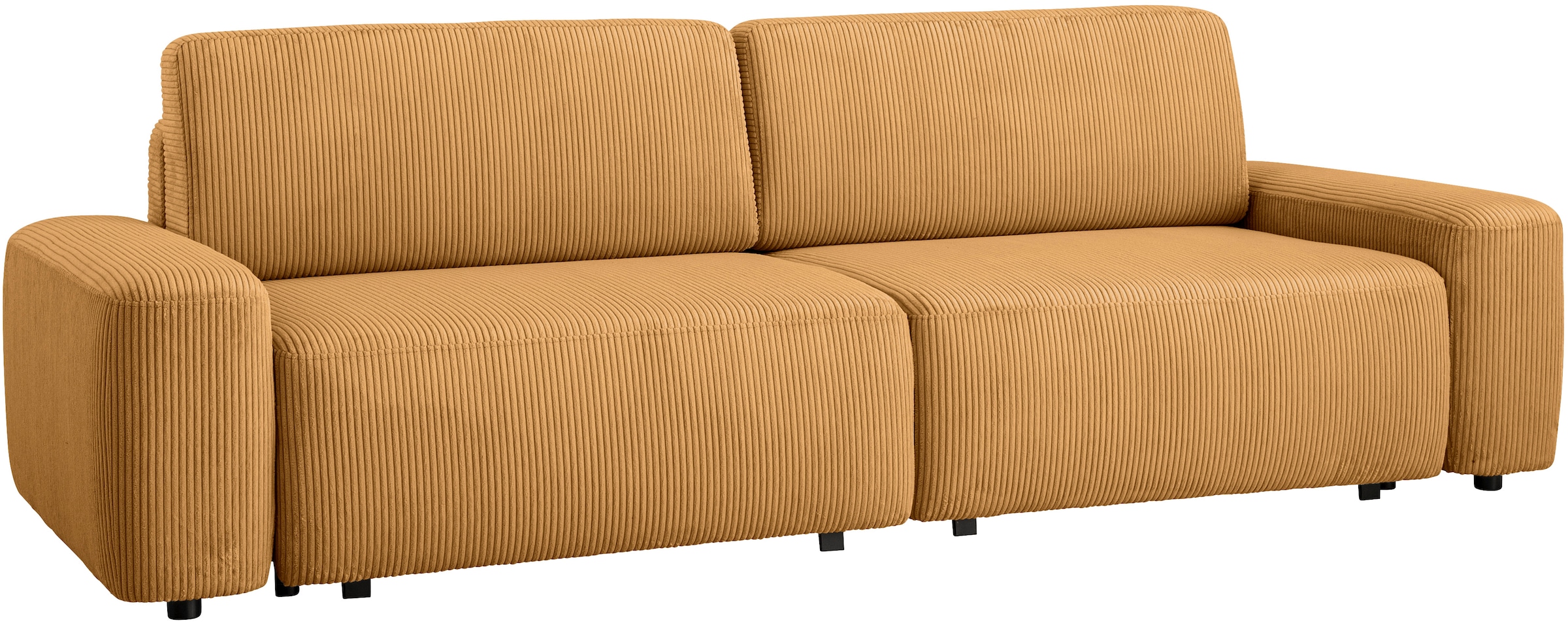Home affaire 3-Sitzer »TORGE (257cm), Sofa,Schlafsofa in Cord, Samtvelours, Struktur fein« rundes Design, Schlaffunktion u. Bettkasten, Liegefläche: 135/200 cm
