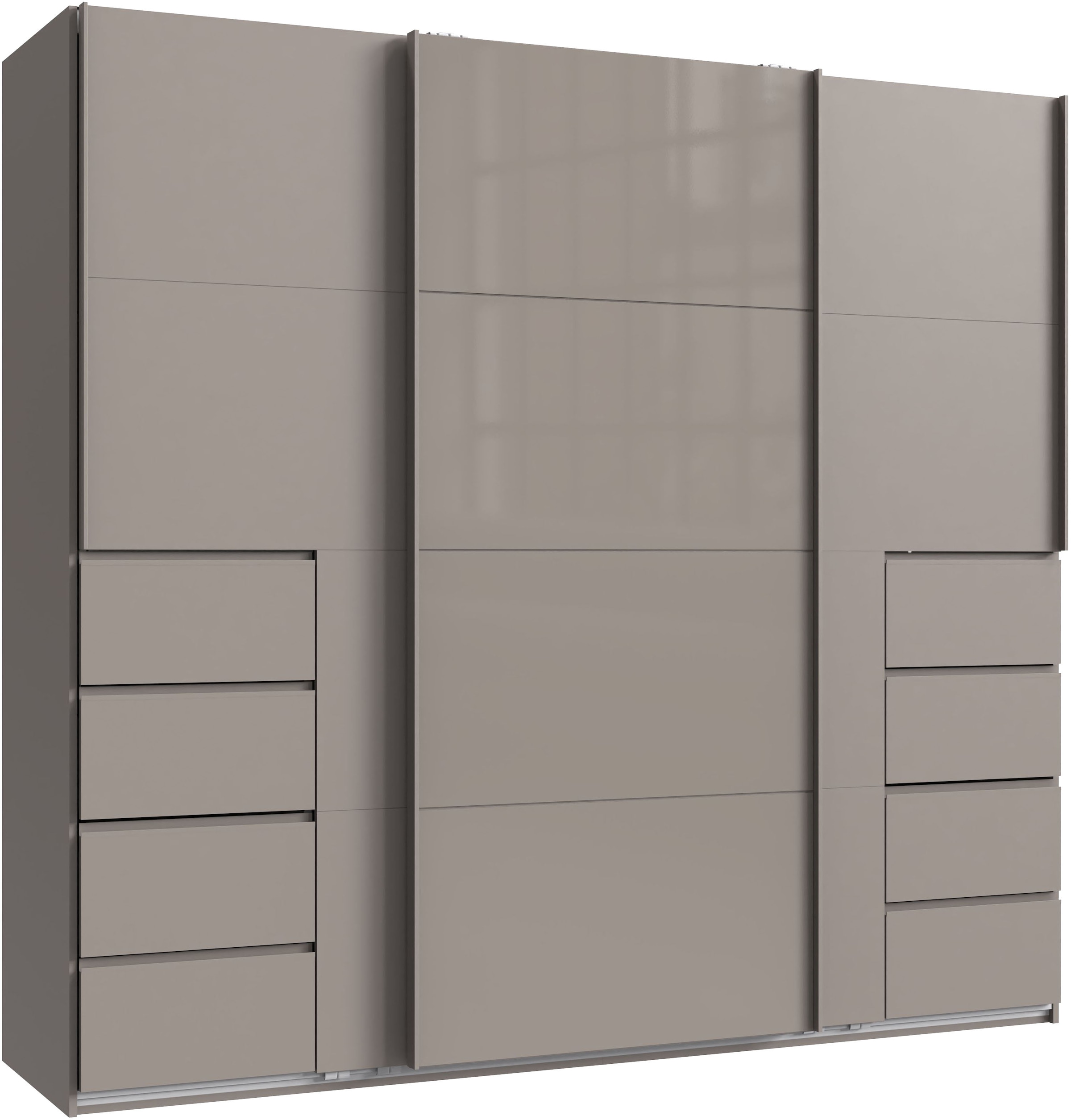 Wimex Schwebetürenschrank »Bali in den Breiten 225cm & 270cm, Kleiderschrank mit Glaselement« Schrank mit 3 Türen, in den Farben: grafit oder saharagrau erhältlich