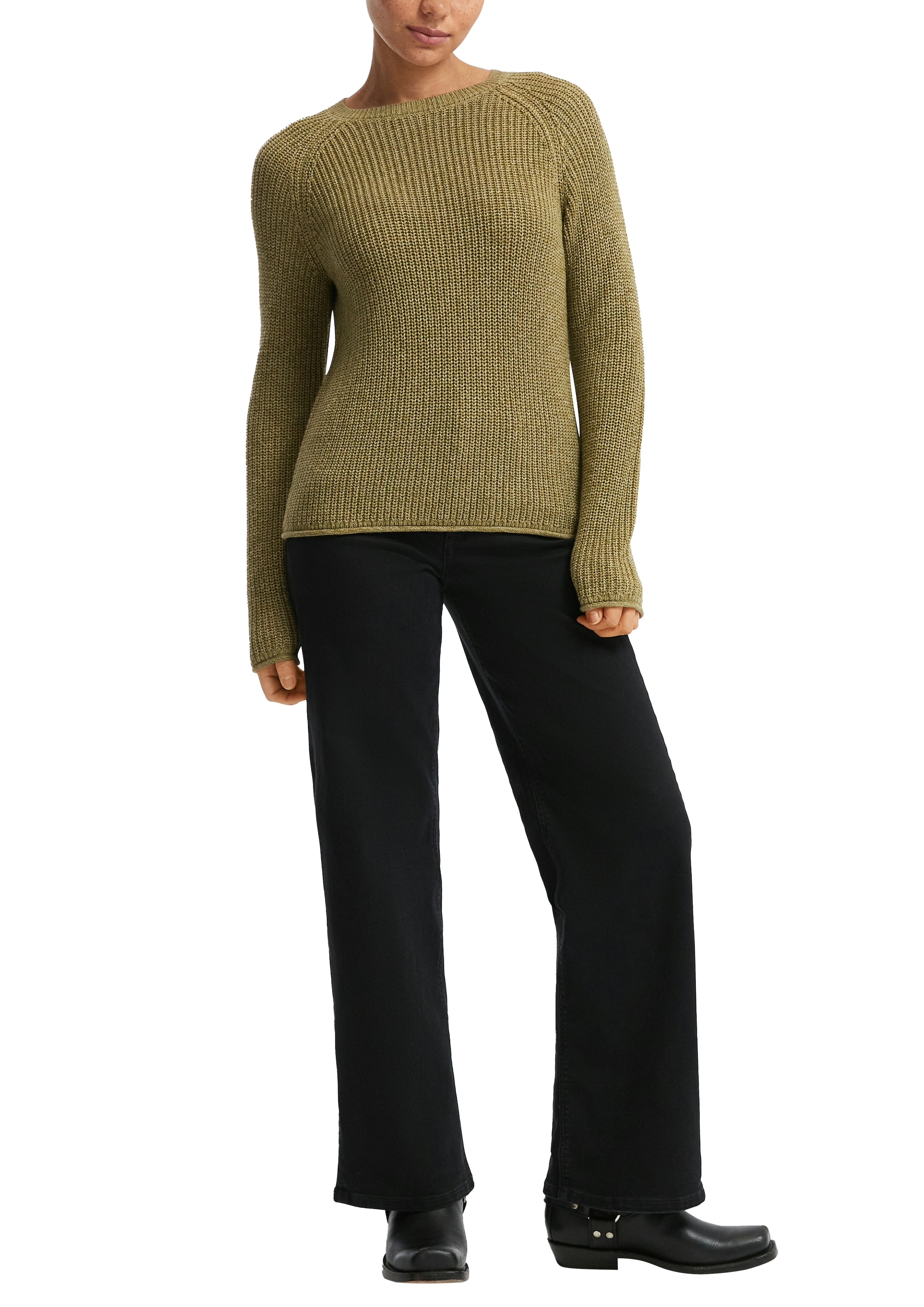 QS Strickpullover mit Strickmuster und Rundhalsausschnitt