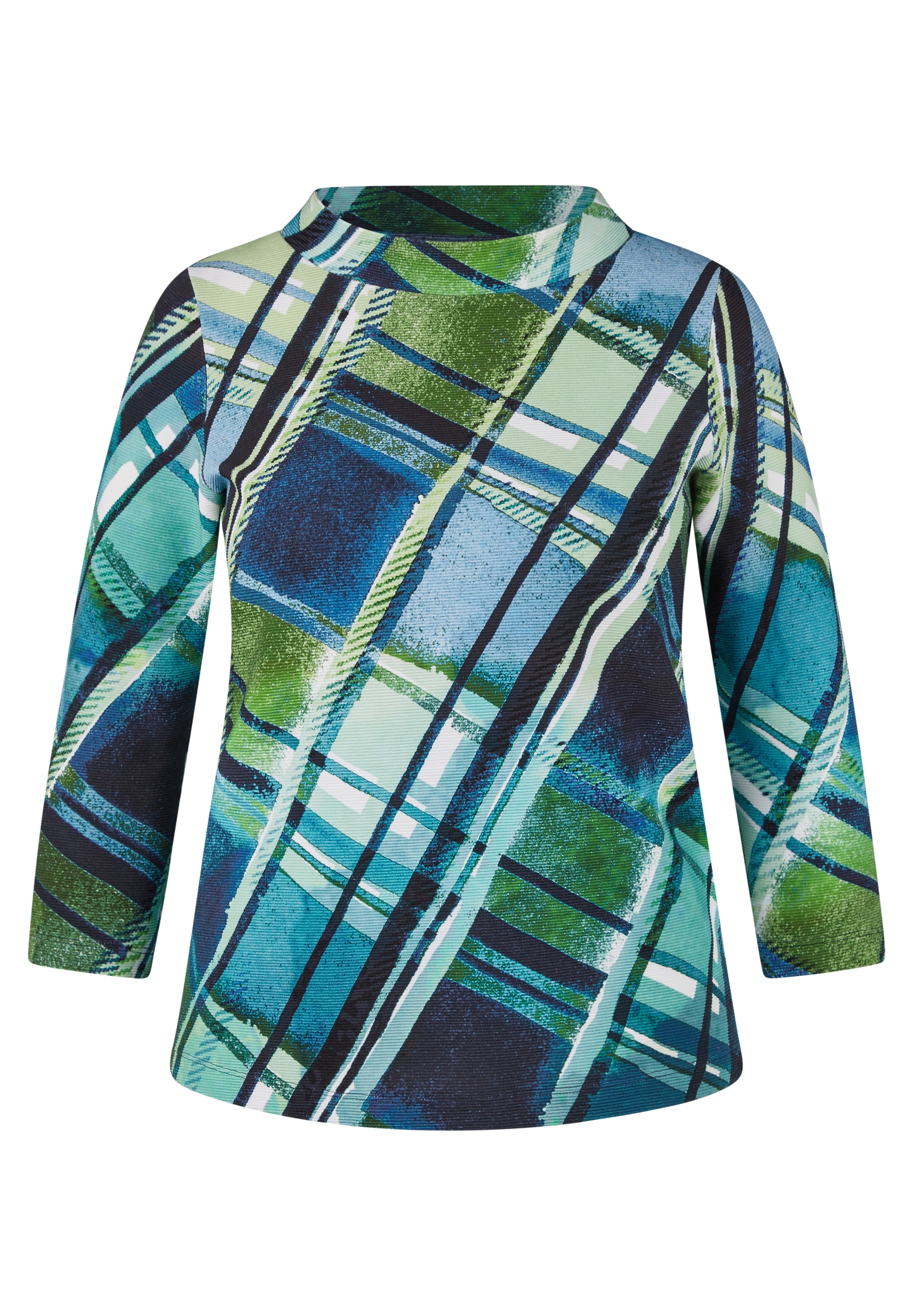 Rabe T-shirt à manches 3/4 mit grafischem Muster und Stehkragen