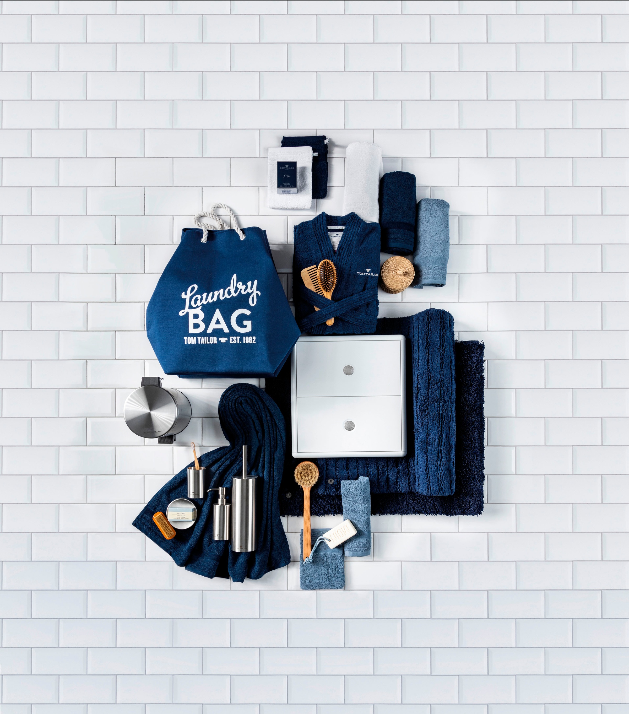 TOM TAILOR HOME Tapis de bain »Cotton Stripes« Höhe 20 mm Uni Farben, gestreift, reine Baumwolle, Hoch-Tief Effekt