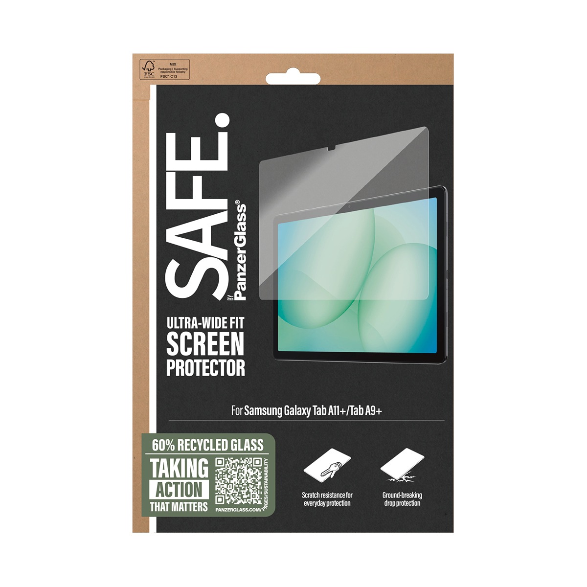SAFE by PanzerGlass Displayschutzglas »Ultra-Wide Fit Screen Protector« für Samsung Galaxy Tab A11+;Samsung Galaxy Tab A9+ Displayschutzfolie, Schutzfolie, Bildschirmschutz, kratz- & stossfest