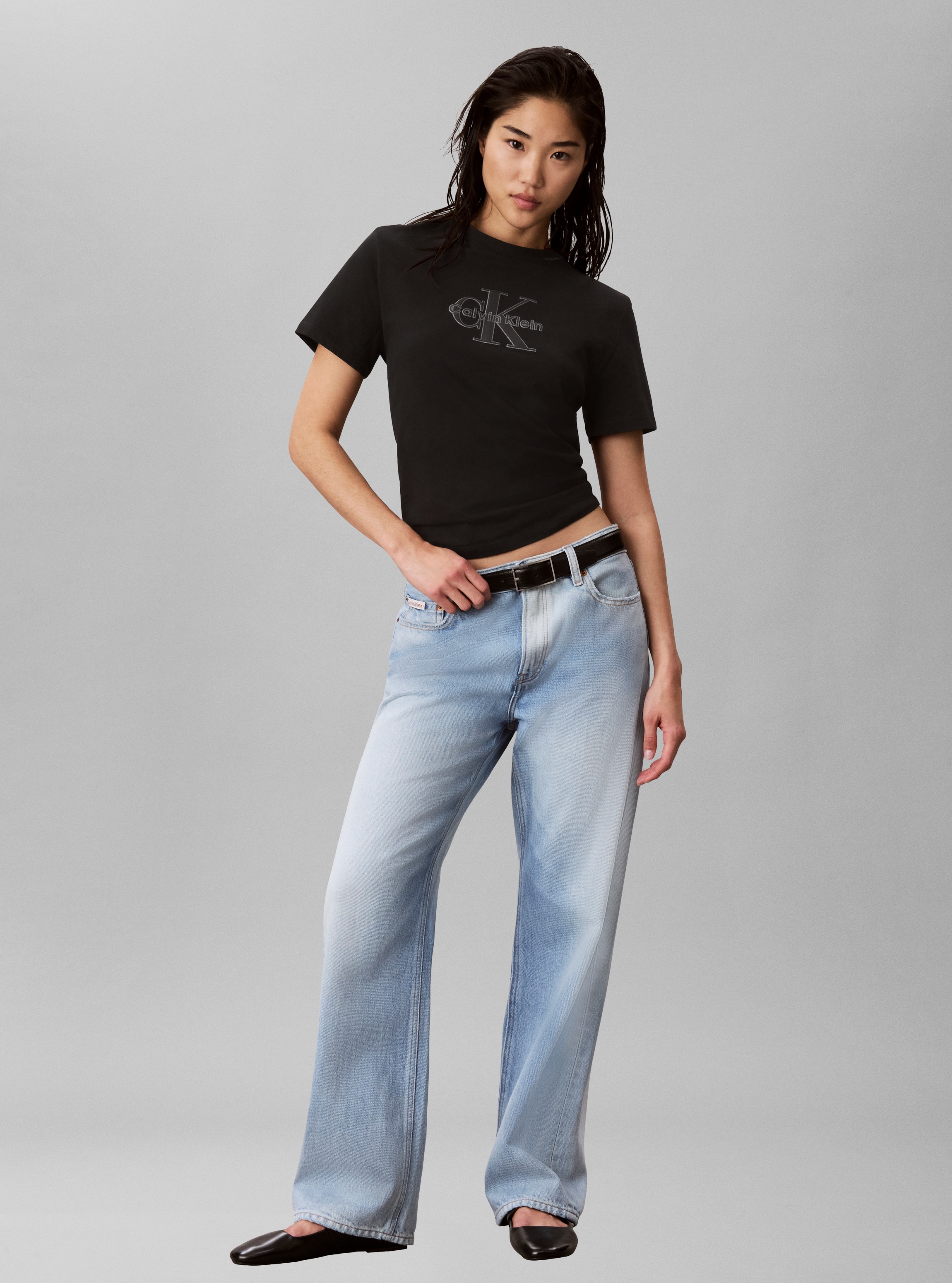 Calvin Klein Jeans T-shirt Logo pailleté, coupe régulière, col rond