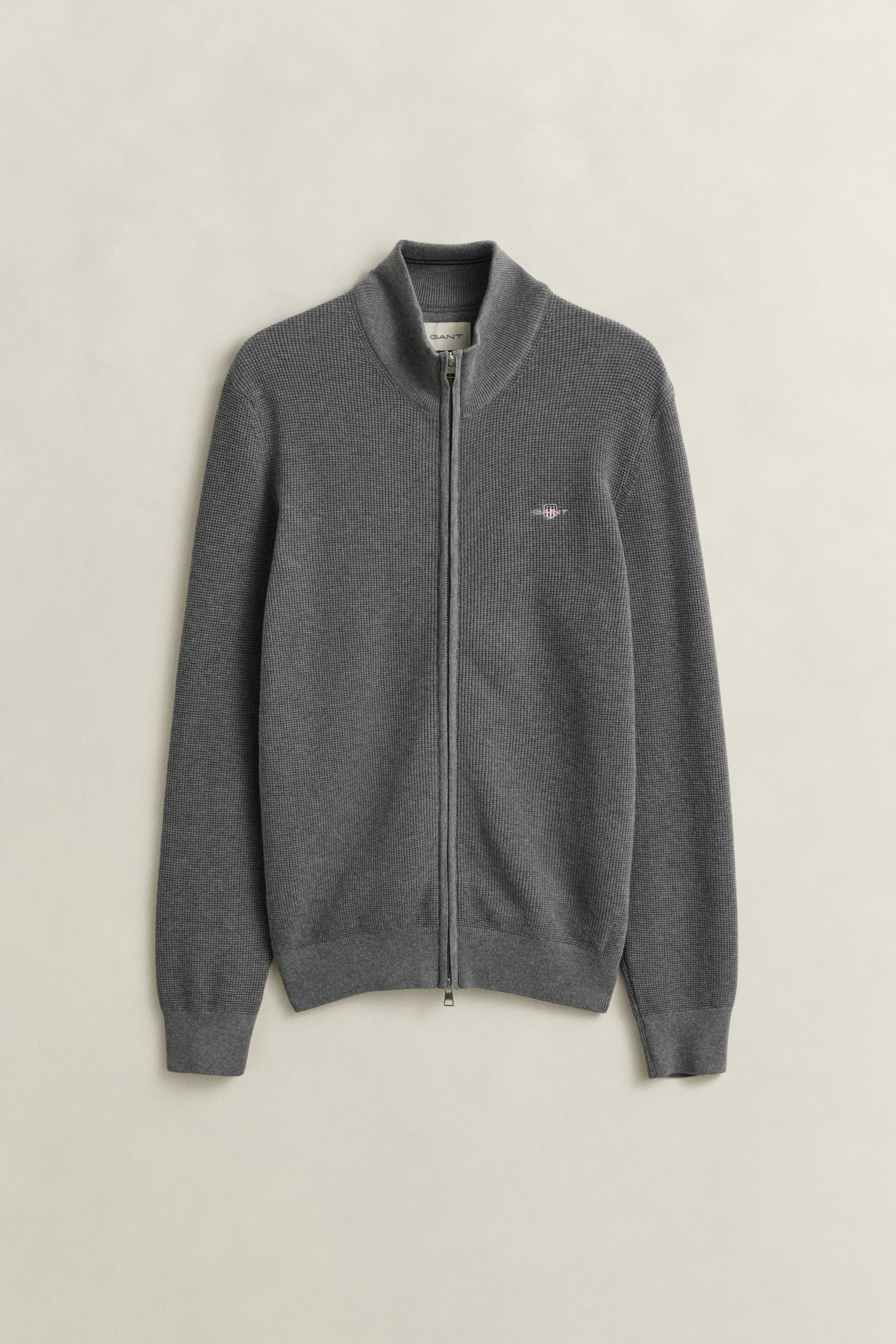 Gant Veste en tricot »MICRO TEXTURED COTTON ZIP« Regular fit mit Stehkragen