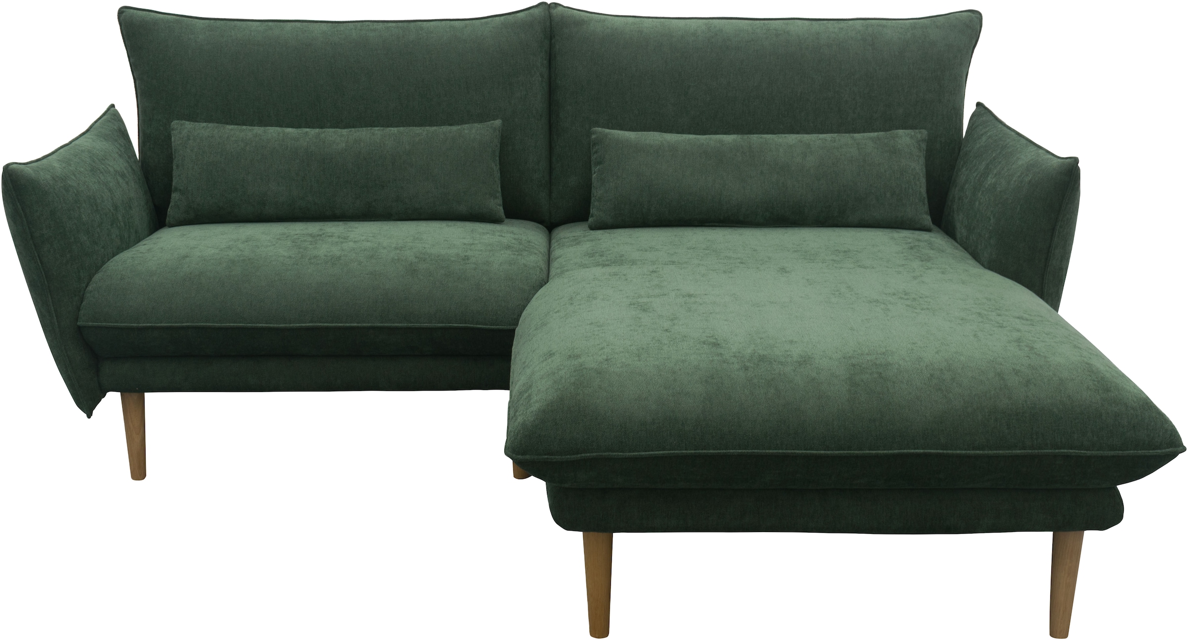 DOMO collection Ecksofa »Leuven kompakte Stellmasse, Breite 200 cm, schmale Armlehnen, L-Form« angenehm feste Polsterung, bodenfrei, 19 cm hohe Holzfüsse