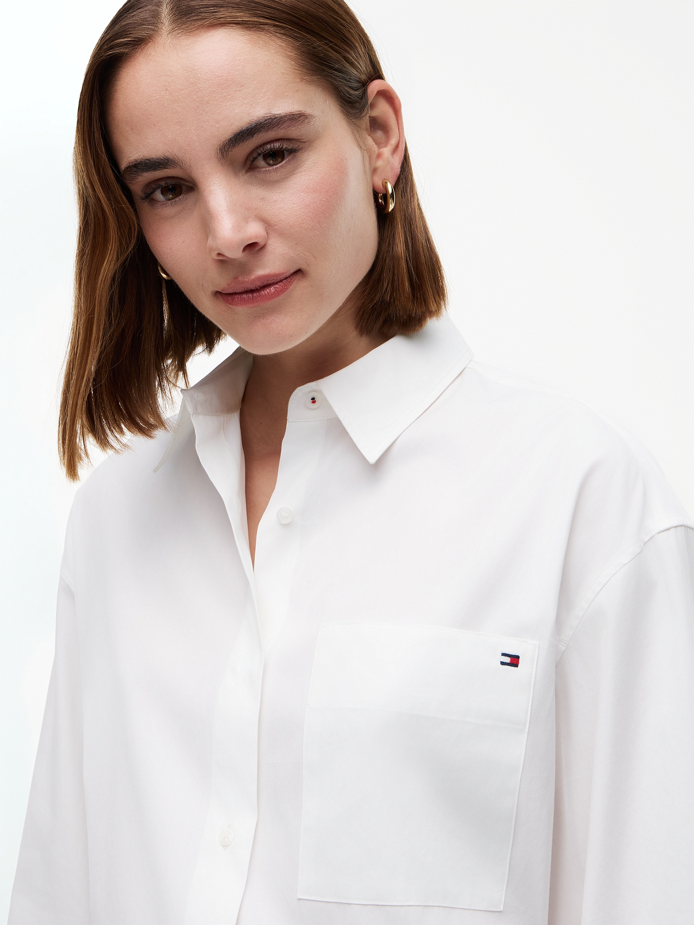 Tommy Hilfiger Hemdbluse »MODERN REG POPLIN LS SHIRT« Baumwolle, Brusttasche, regular fit