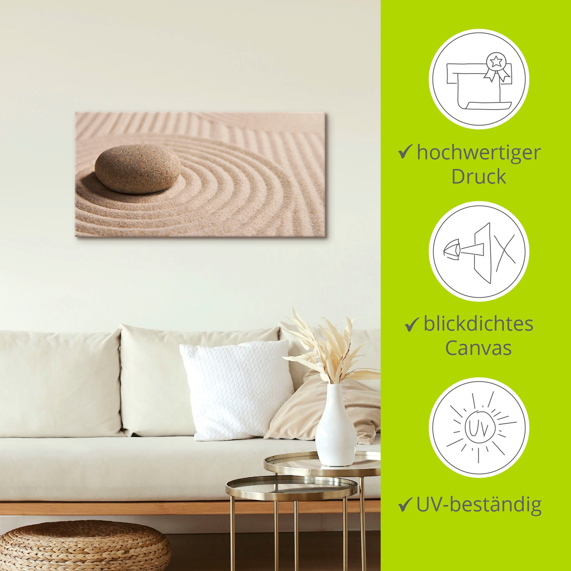 Artland Fresque murale »Mini Zen Garten - Sand« 1 cuis tlg. als Leinwandbild, Poster, Wandaufkleber in verschied. Grössen