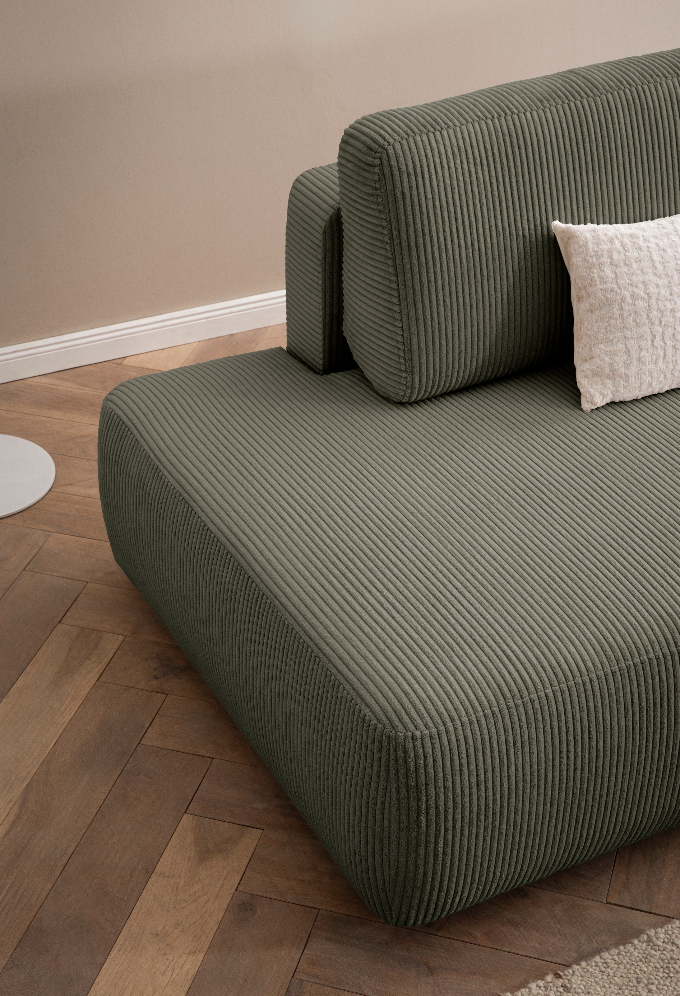 Home affaire Canapé d'angle »TORGE, Schlafsofa Cord, Samtvelours u. Strukur fein, Couch in L-Form« fonction couchage et coffre, surface de couchage : 210x125 cm, nouveau design