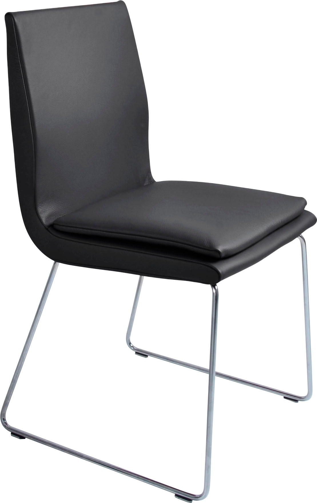K+W Komfort & Wohnen Chaise de salle à manger »Creso Lederstuhl« () avec coussin d'assise et patin en tube rond à finition acier brossé