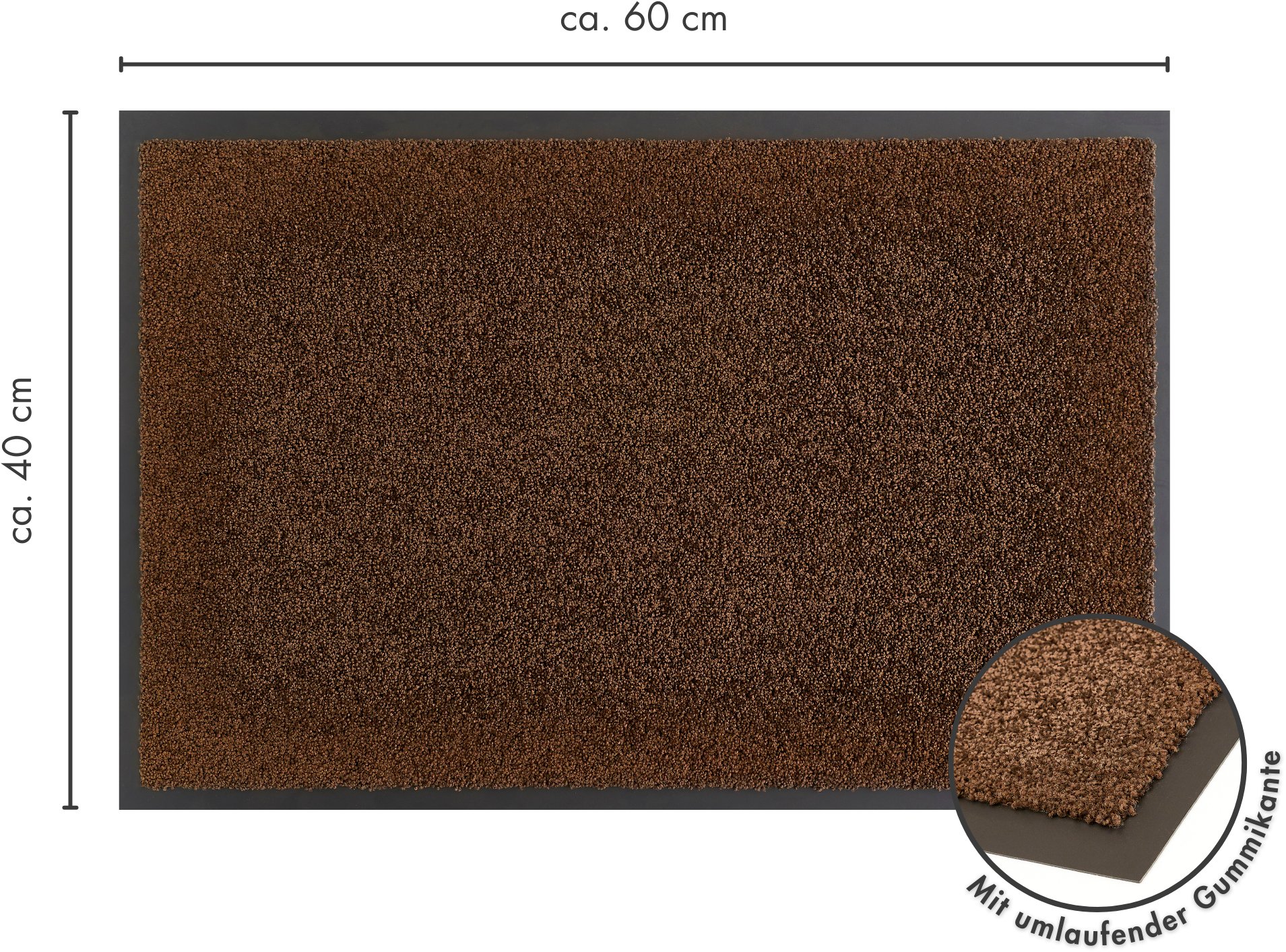 GOODproduct Tapis de sol »Emil, Made in Netherlands« Rectangulaire 6 mm Höhe tapis d'entrée, couleurs unies, antidérapant, lavable (lavage à la main)