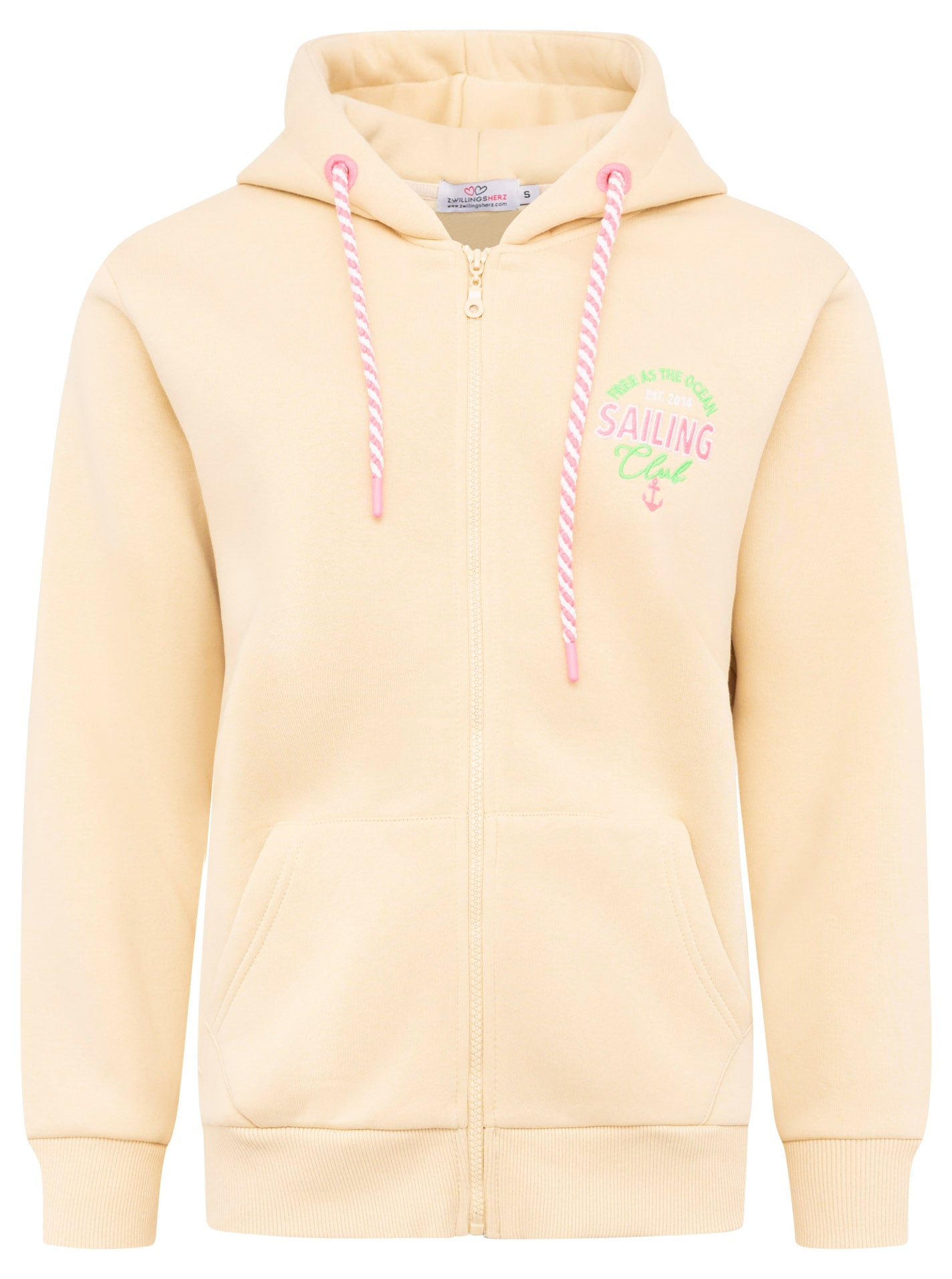 Zwillingsherz Sweat à capuche »"Sailing Club"« Kapuzensweatjacke mit grosser SAILING Applikation am Rücken und Tasche