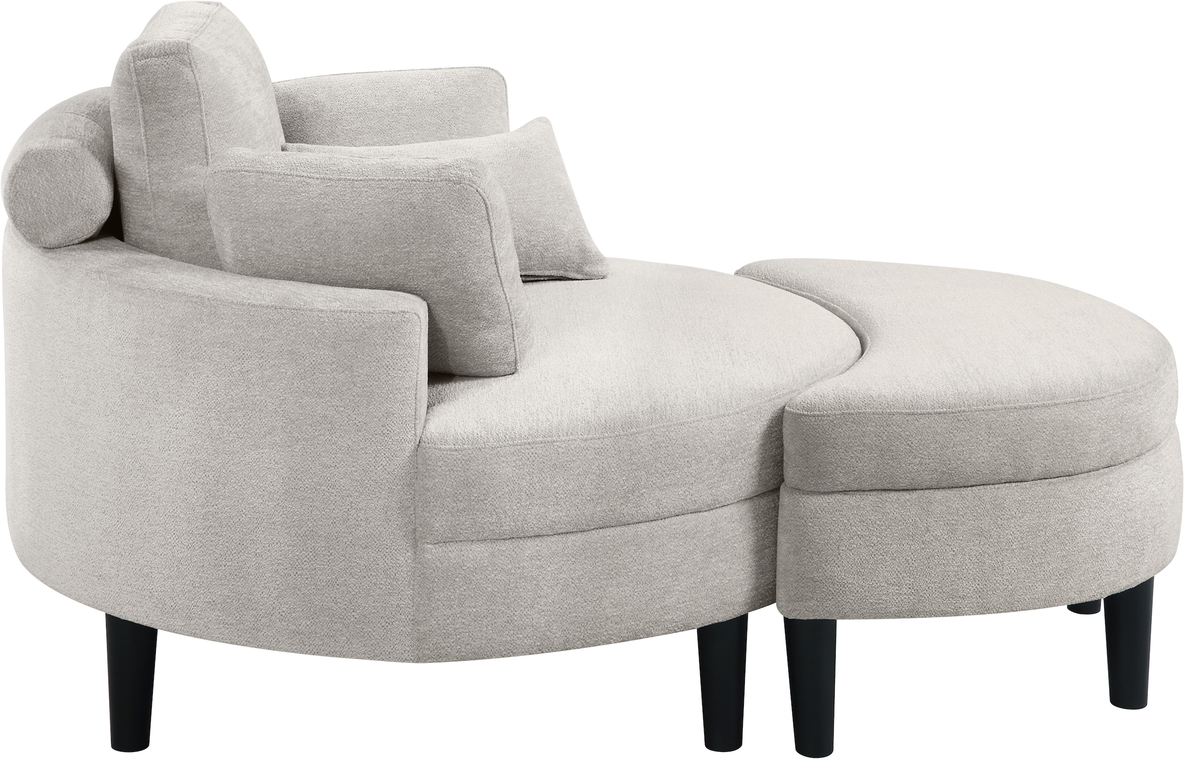 GOODproduct Loveseat »Ravi Sessel, B: 114 cm, Sitzhöhe: 42 cm« XXL- Sessel, mit Stauraumhocker, Rückenstütze & 4 Zierkissen