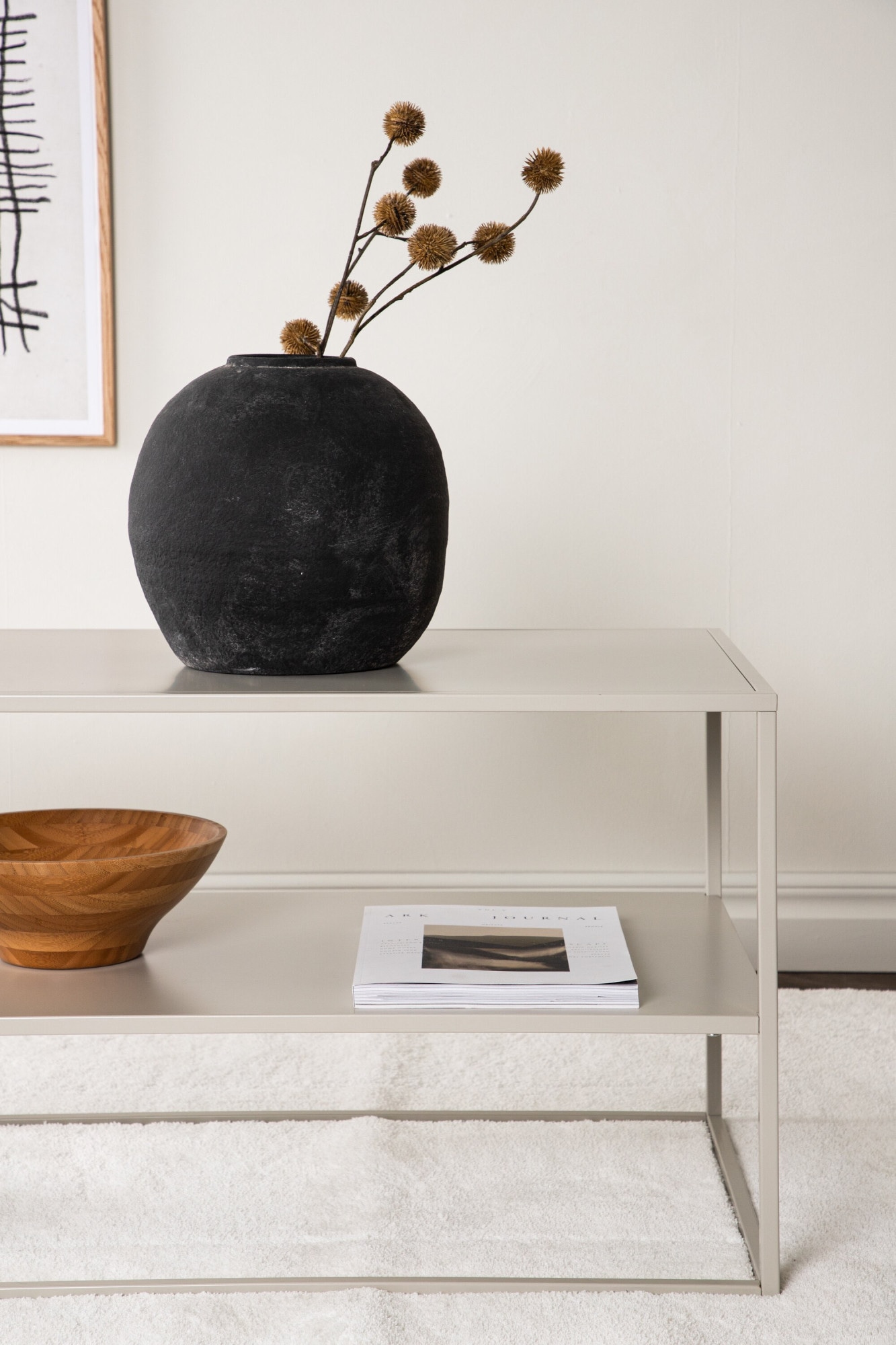 Venture Home Table basse »Staal, Beistelltisch mit Ablageboden, 50 × 50 cm« Table basse, acier laqué poudre, allongée, moderne