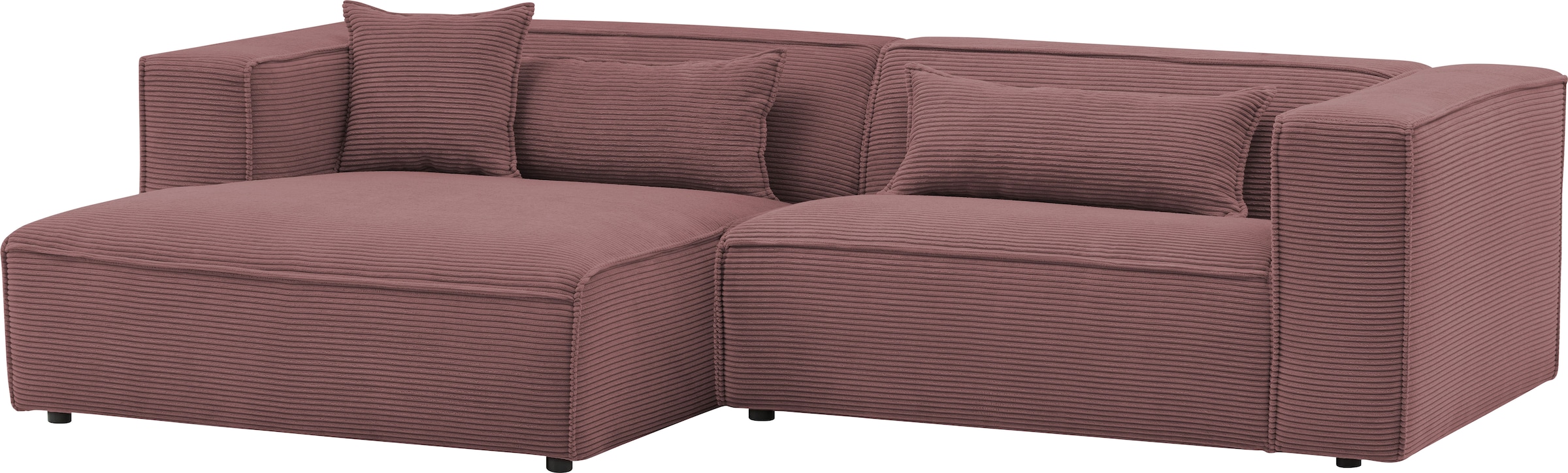 LeGer Home by Lena Gercke Ecksofa »PIARA Cord mit Kedernaht L-Form« wahlweise Ottomane rechts/links, schwarze Füsse, bequemer Sitzkomfort