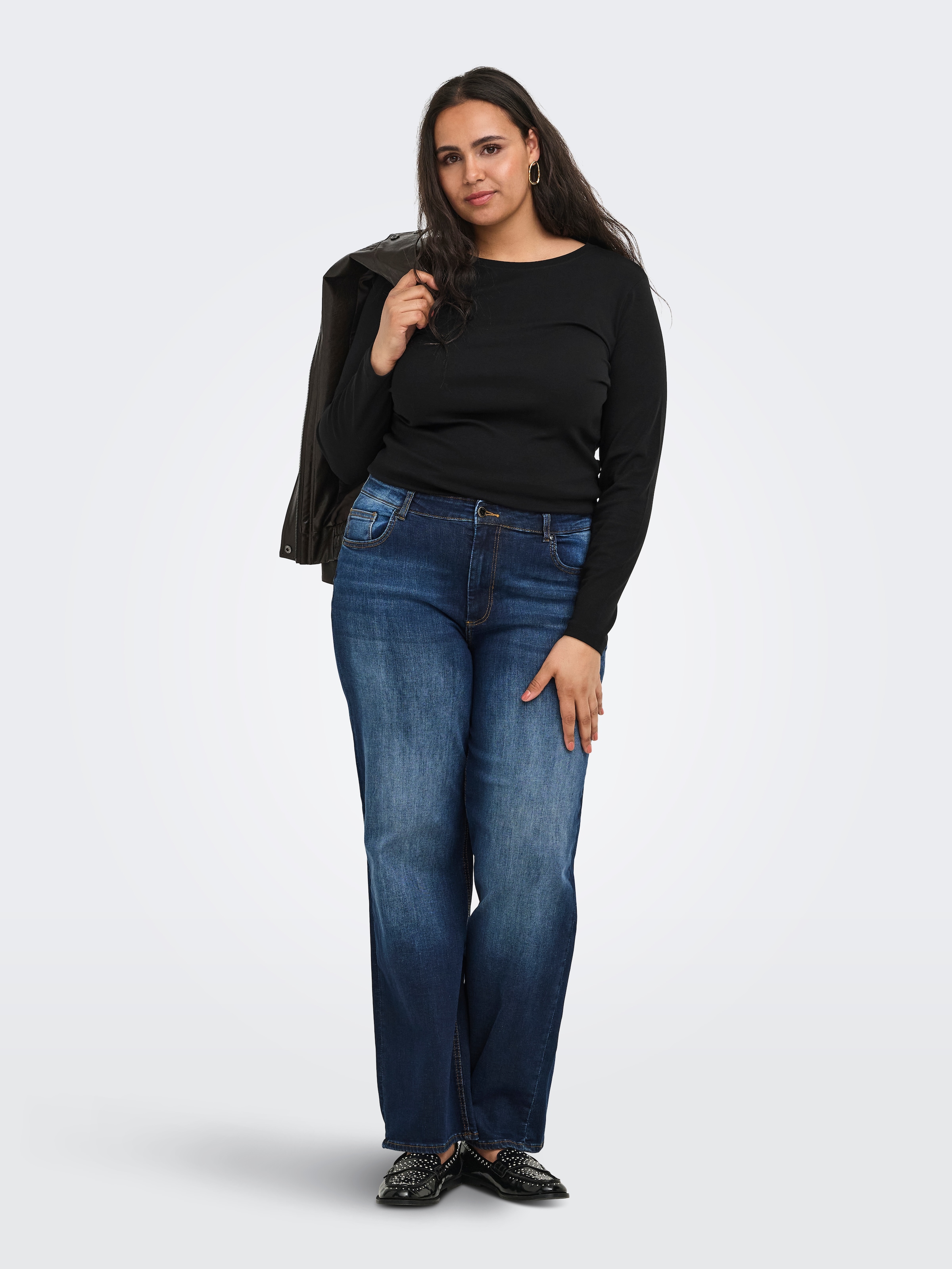 ONLY CARMAKOMA Langarmshirt »CARRILEY O-NECK L/S TOP JRS NOOS« Baumwollmischung