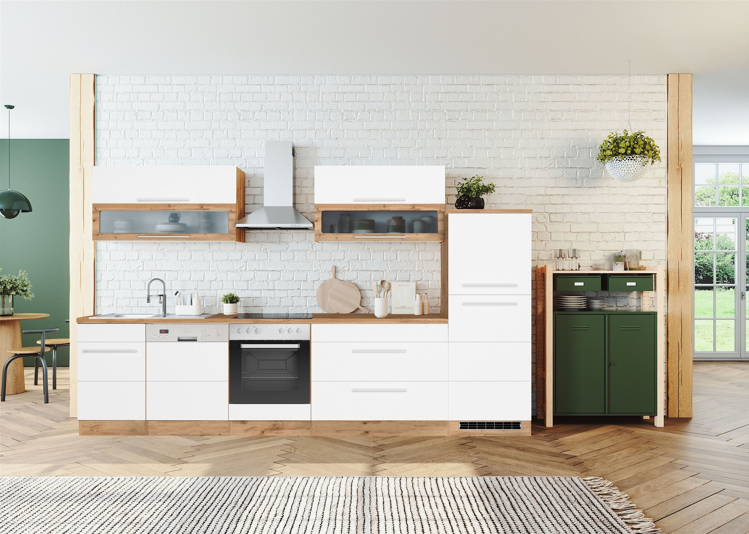 KOCHSTATION Kitchenette »KS-Wien« largeur 330 cm, avec ou sans appareils électriques au choix