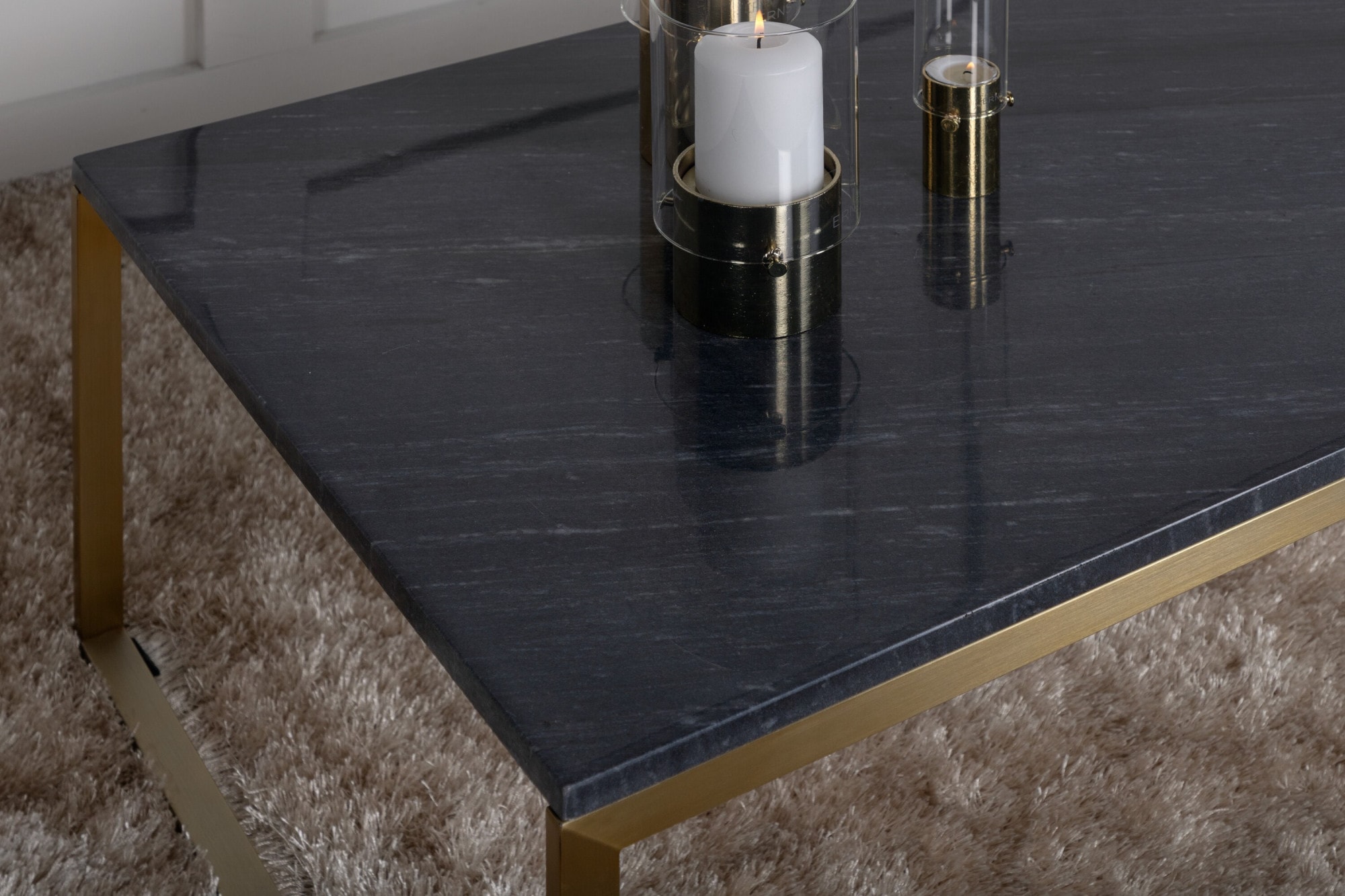 Venture Home Table basse »Estelle, rechteckiger Couchtisch mit Marmorplatte, 120 × 60 cm« Sofatisch, Marmor, Stahl, niedrig, edel, anspruchsvoll