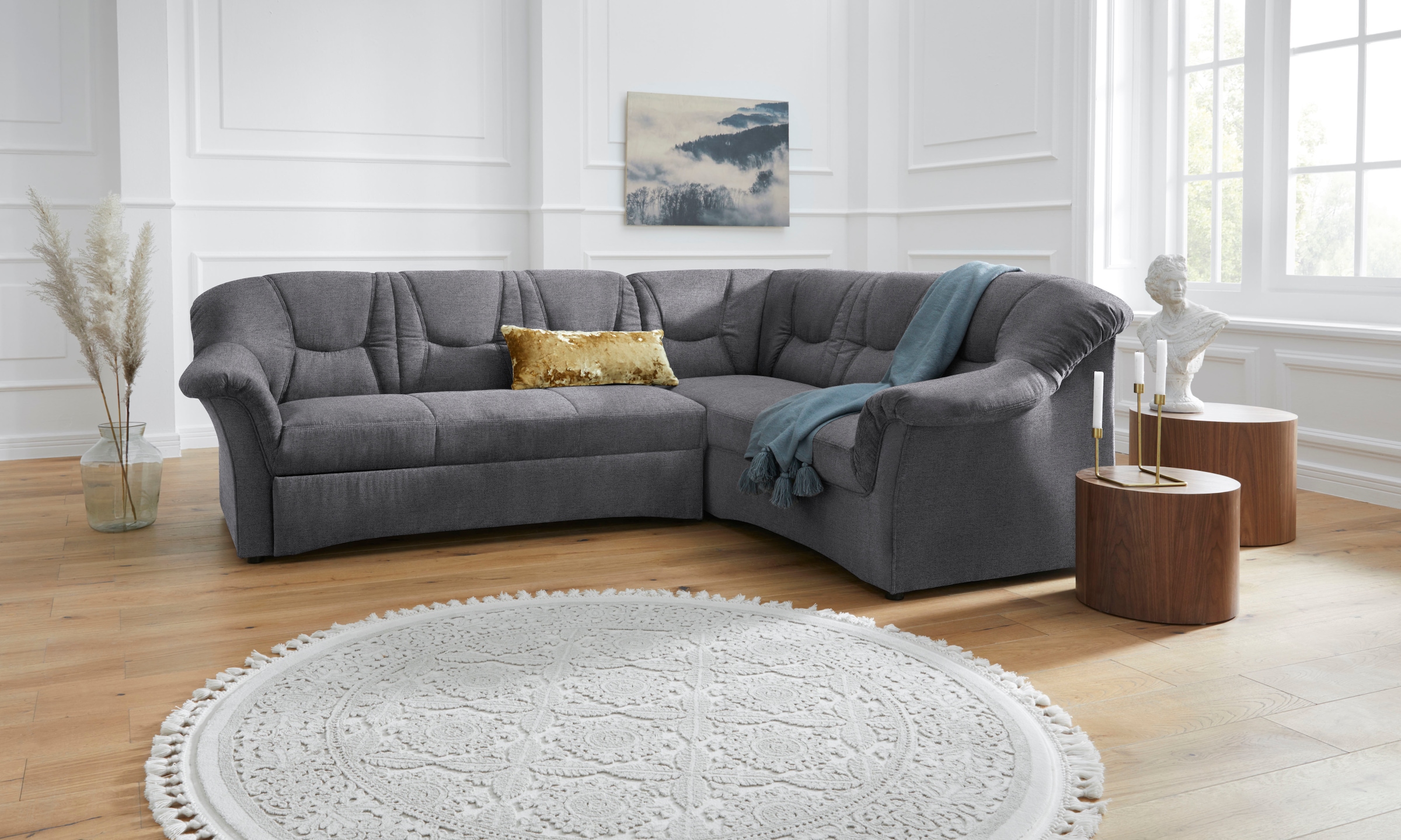 DOMO collection Canapé d'angle »SARAFINA 240x190 cm, auch mit Federkern für mehr Sitzkomfort!« option avec fonction lit, design élégant, forme en L
