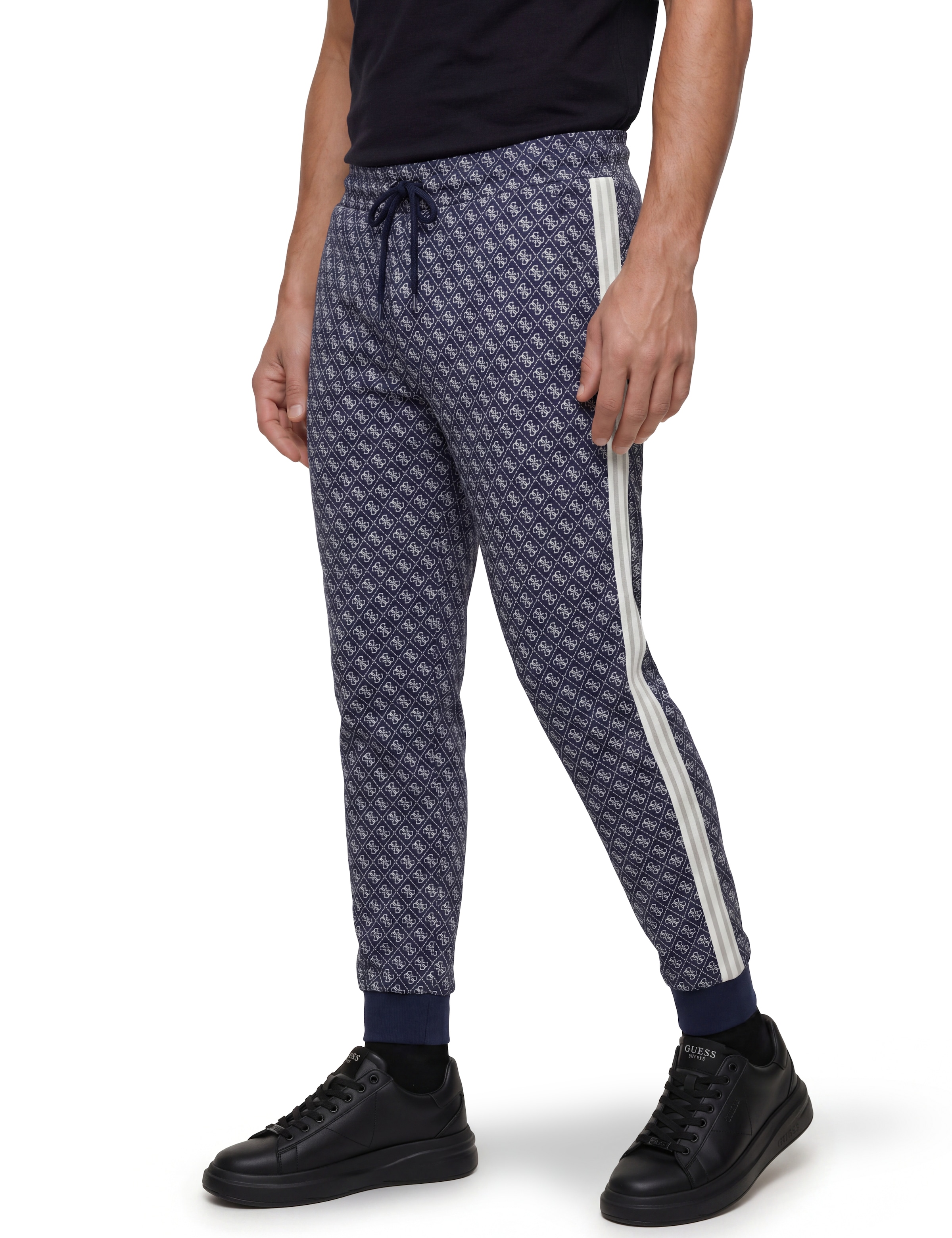 Guess Pantalon de jogging »PARIMO 4G CUFFED«  ceinture élastique, coupe régulière, bords-côtes, détails rayés