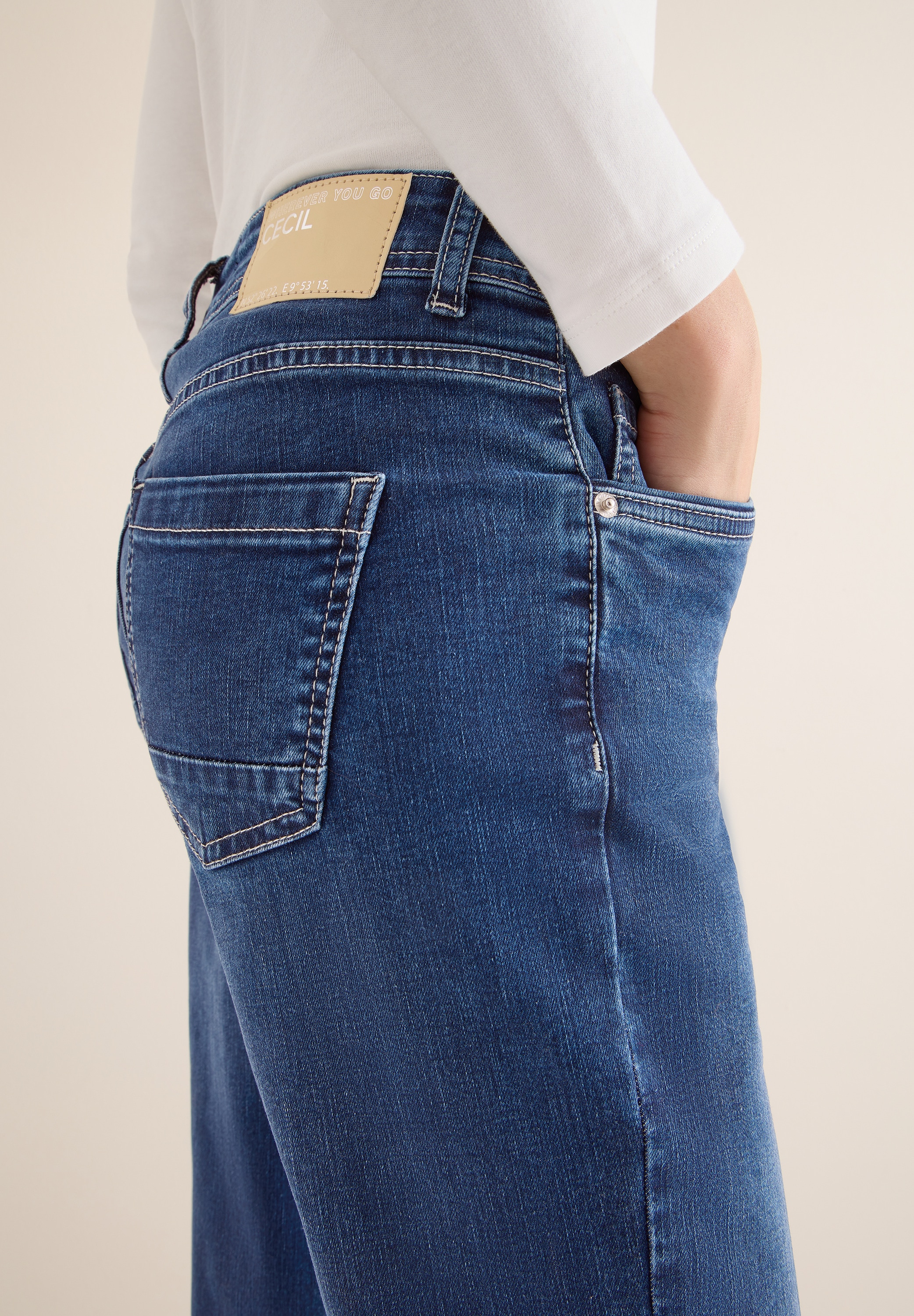Cecil Jeans à 5 poches »Style NEELE« Wide Leg Washed-Look Jeans mit Aufschlag