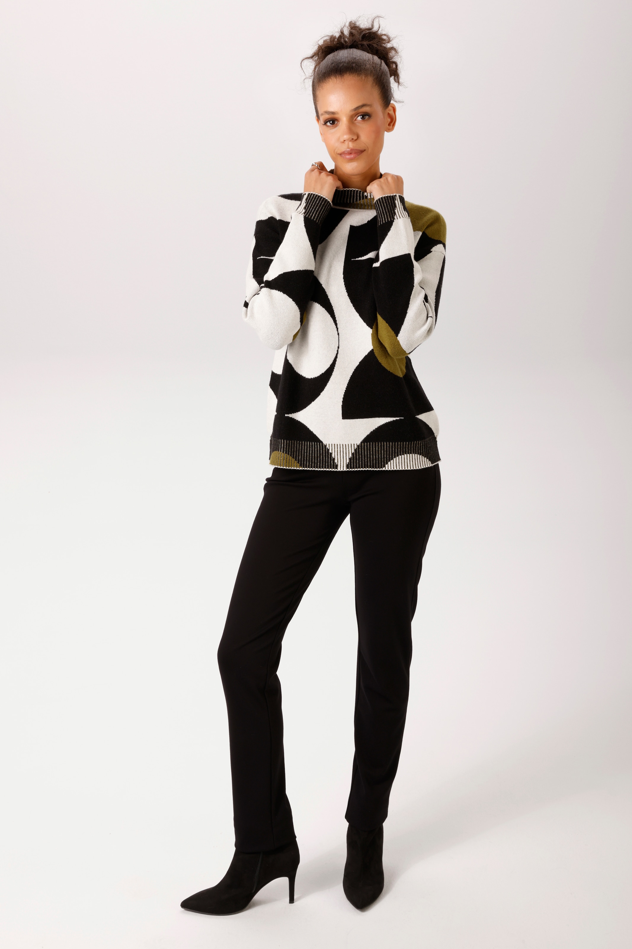 Aniston CASUAL Pull en tricot avec grand motif jacquard graphique - NOUVELLE COLLECTION