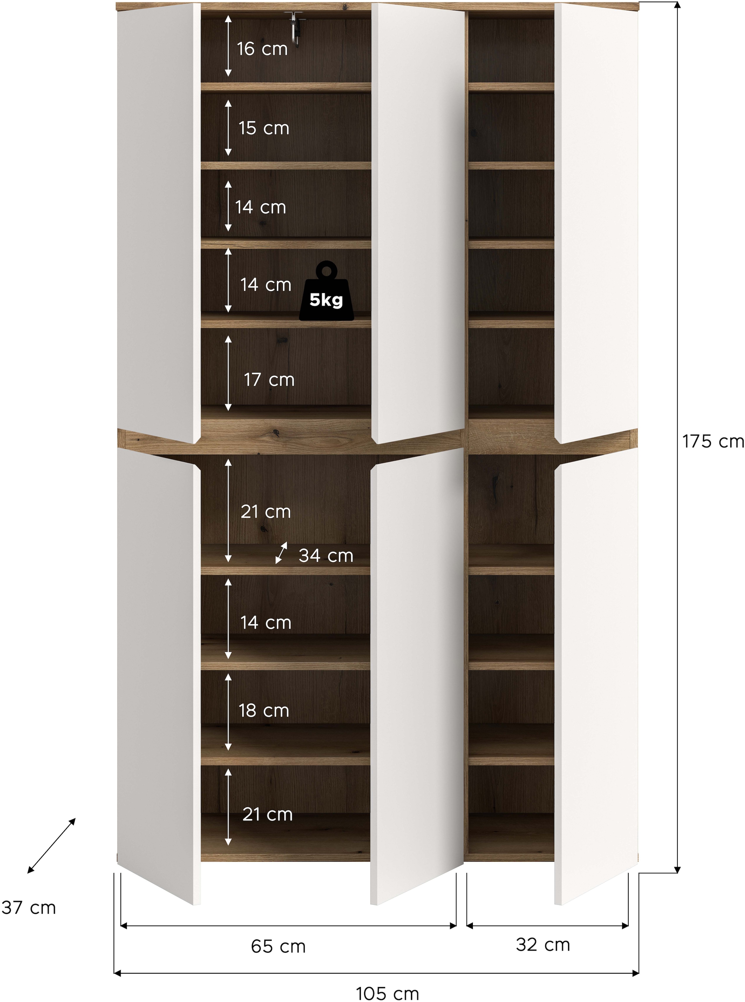 Home affaire Armoire multi-usages »CIPELA« 1 cuis tlg. BxH:105x175 cm, viel Stauraum, variable Einlegeböden, Kleiderstange