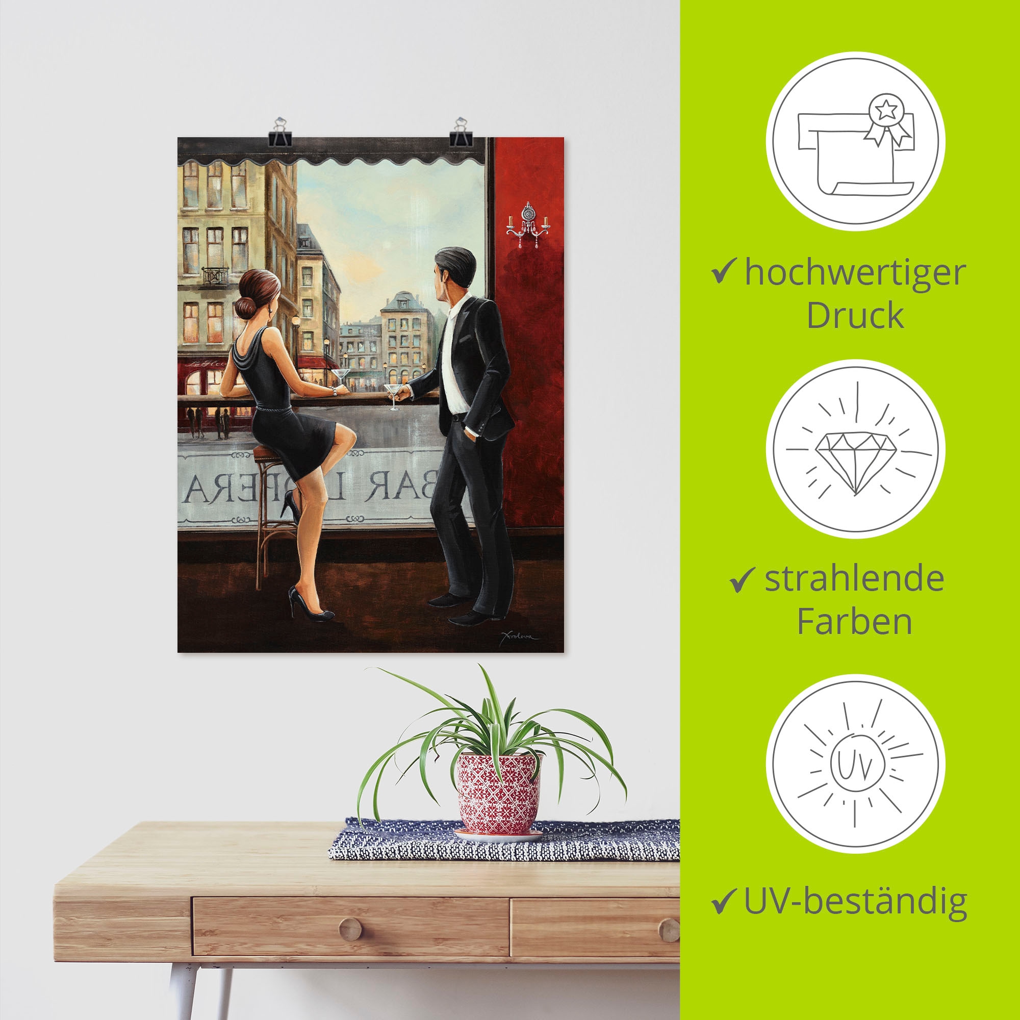 Artland Fresque murale »Bar« Bars et salons 1 cuis tlg. en image aluminium, image sur toile, poster en différentes tailles