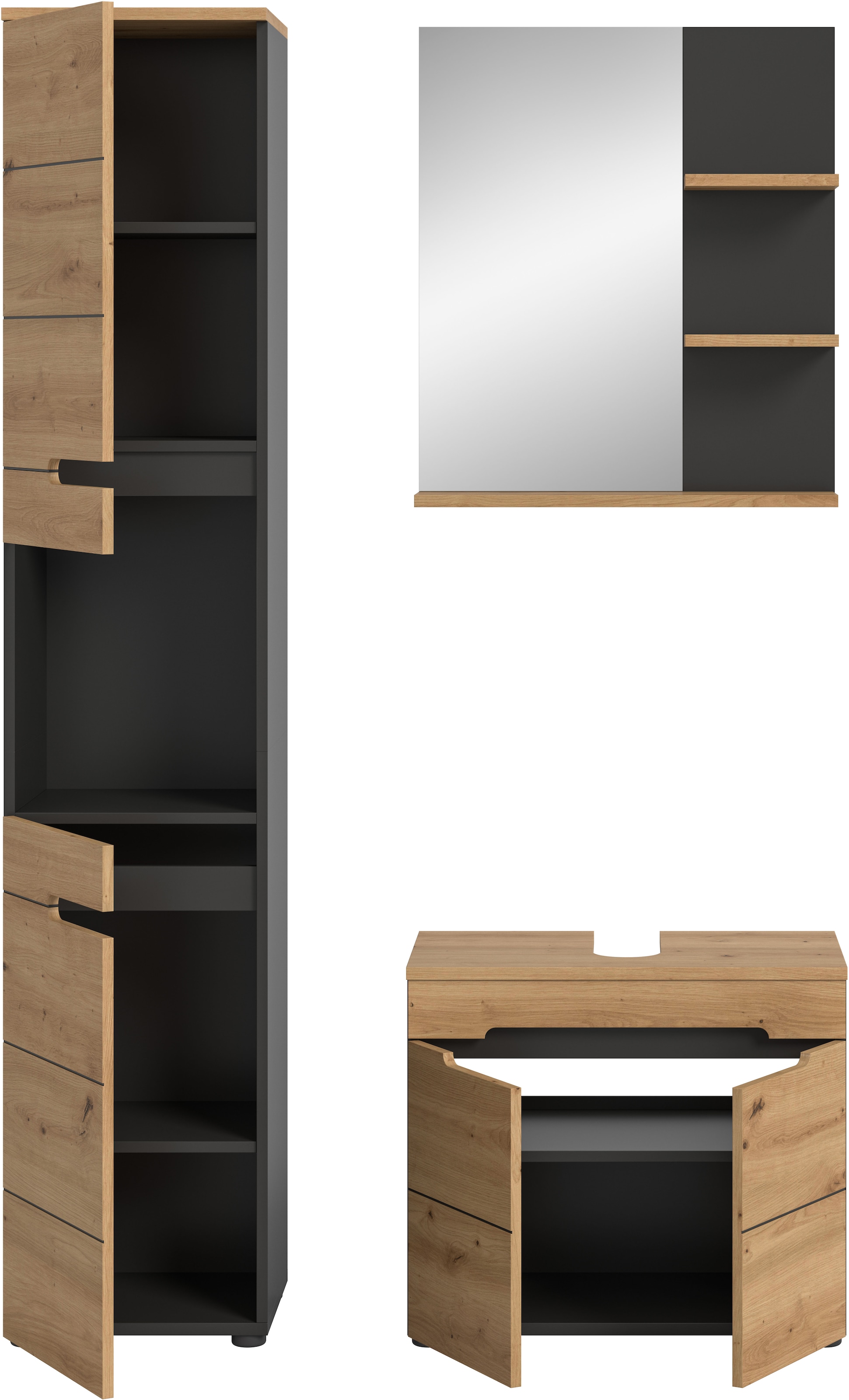 INOSIGN Badmöbel-Set »REHAT, 3-teilig, Breite 116 cm, mit grifflosen Fronten, bestehend aus:« 3 Stk. tlg.