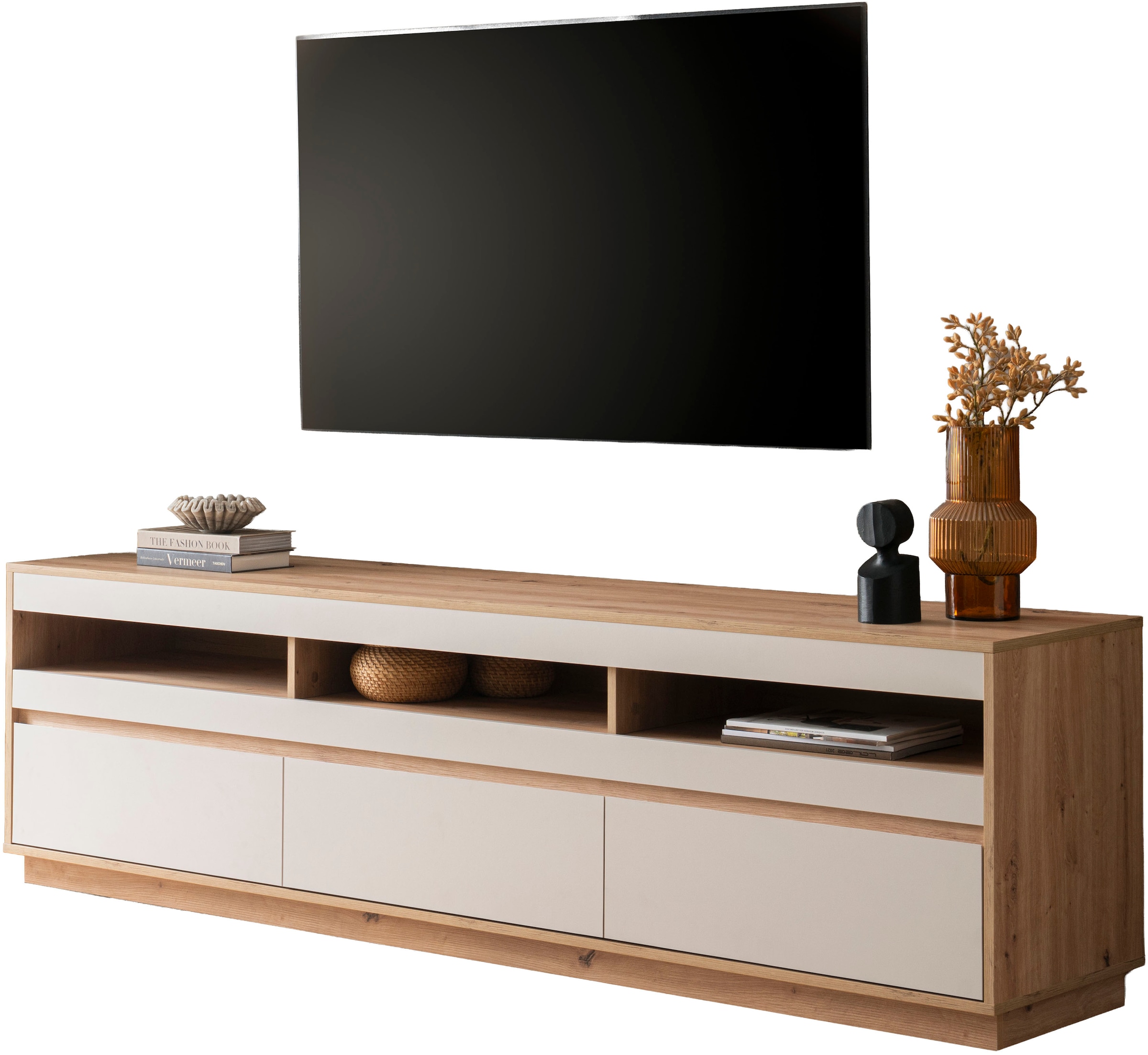Home affaire Table basse »Sonora, moderner TV-Unterschrank, Kommode in Eiche Artisan, TV-Schrank« filigrane Rahmenoptik, ausreichend Stauraum, vielseitig einsetzbar