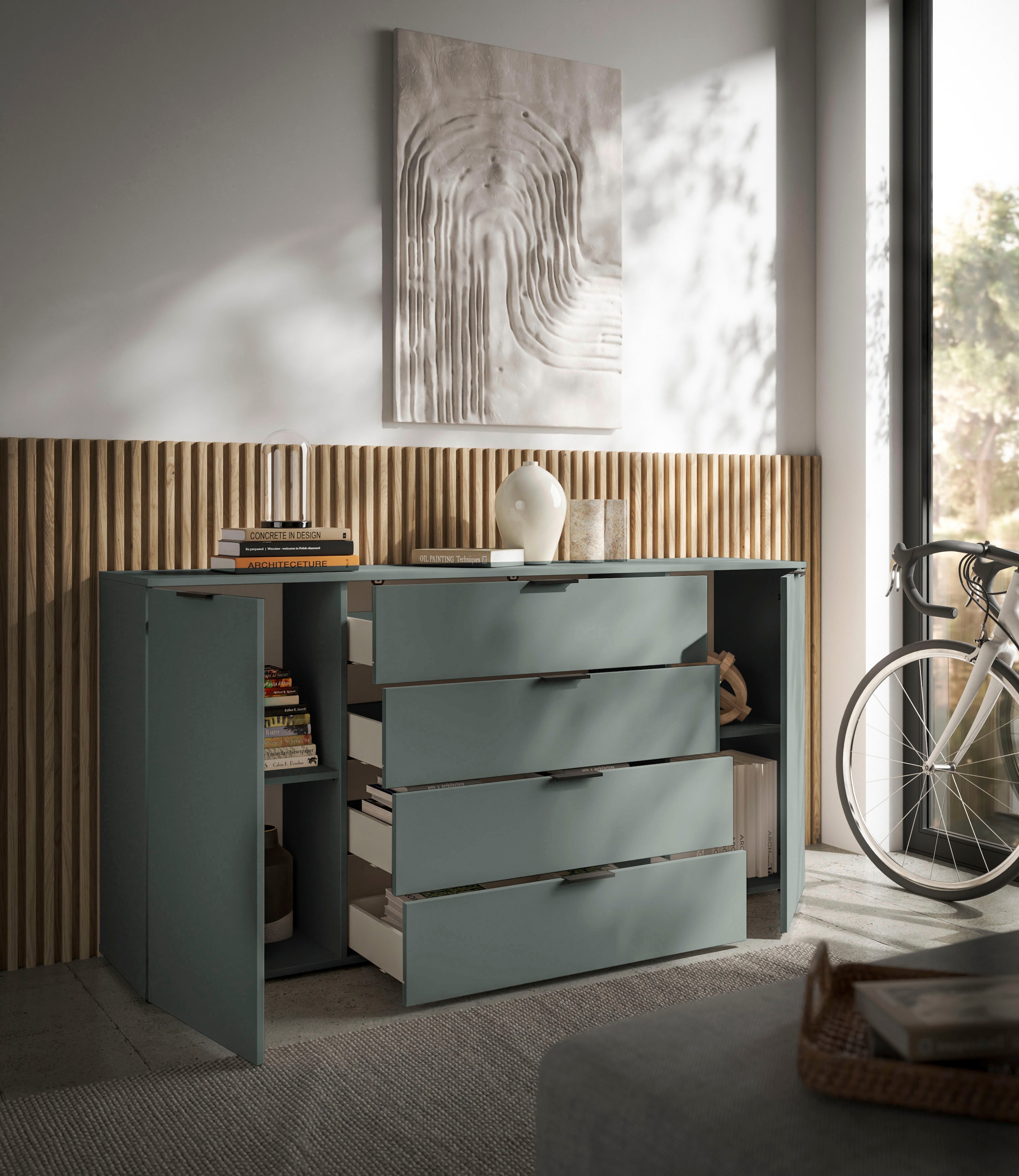 HBZ Sideboard »Linz Kommode, BxHxT 180x90x40cm« 1 cuis tlg. Breite 180cm,Lip-Griff, Melaminbeschichtung