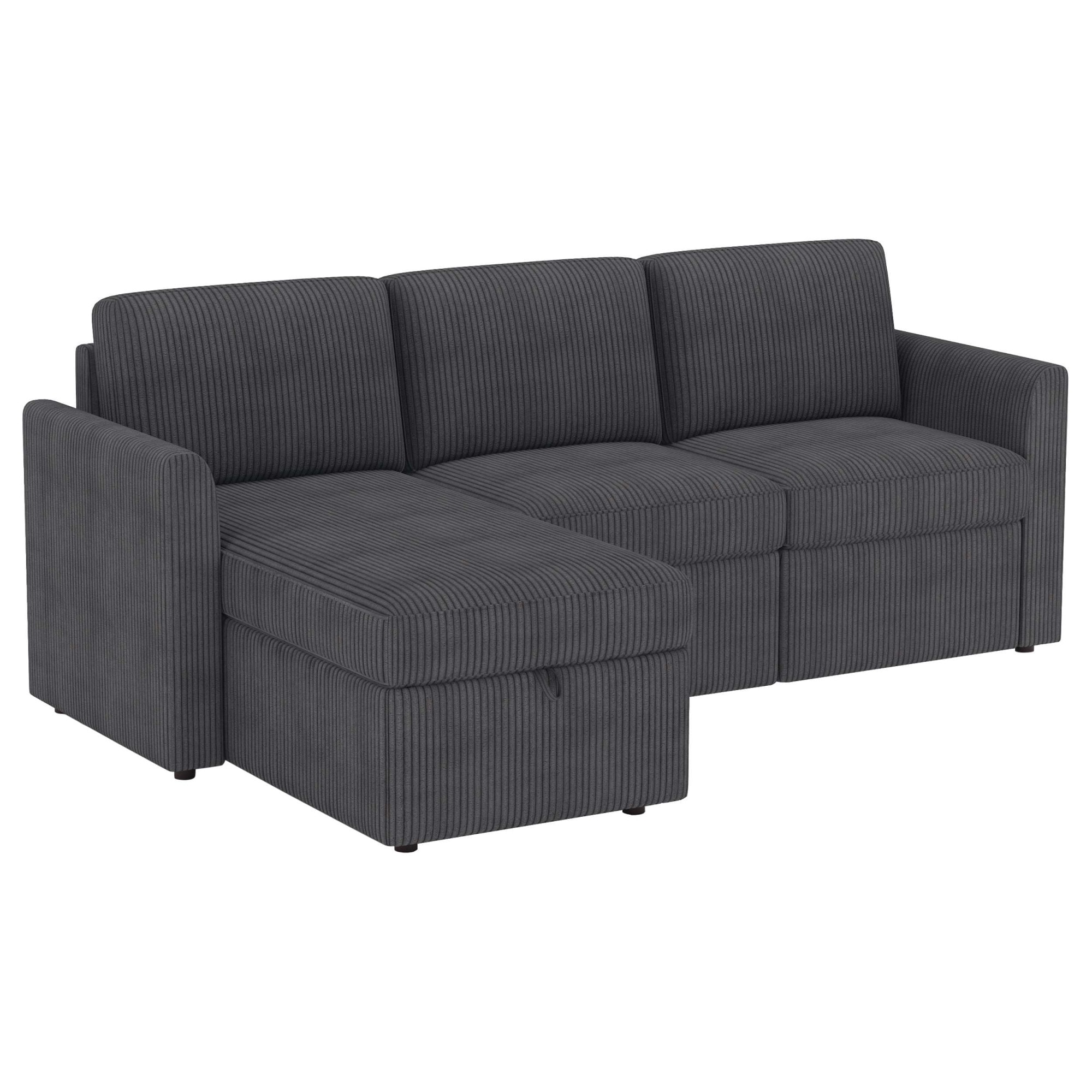 Dorel Home Canapé d'angle »NORDHUS, L-Form, 200 cm, Recamiere rechts/links montierbar« avec rangement, revêtement en velours côtelé doux