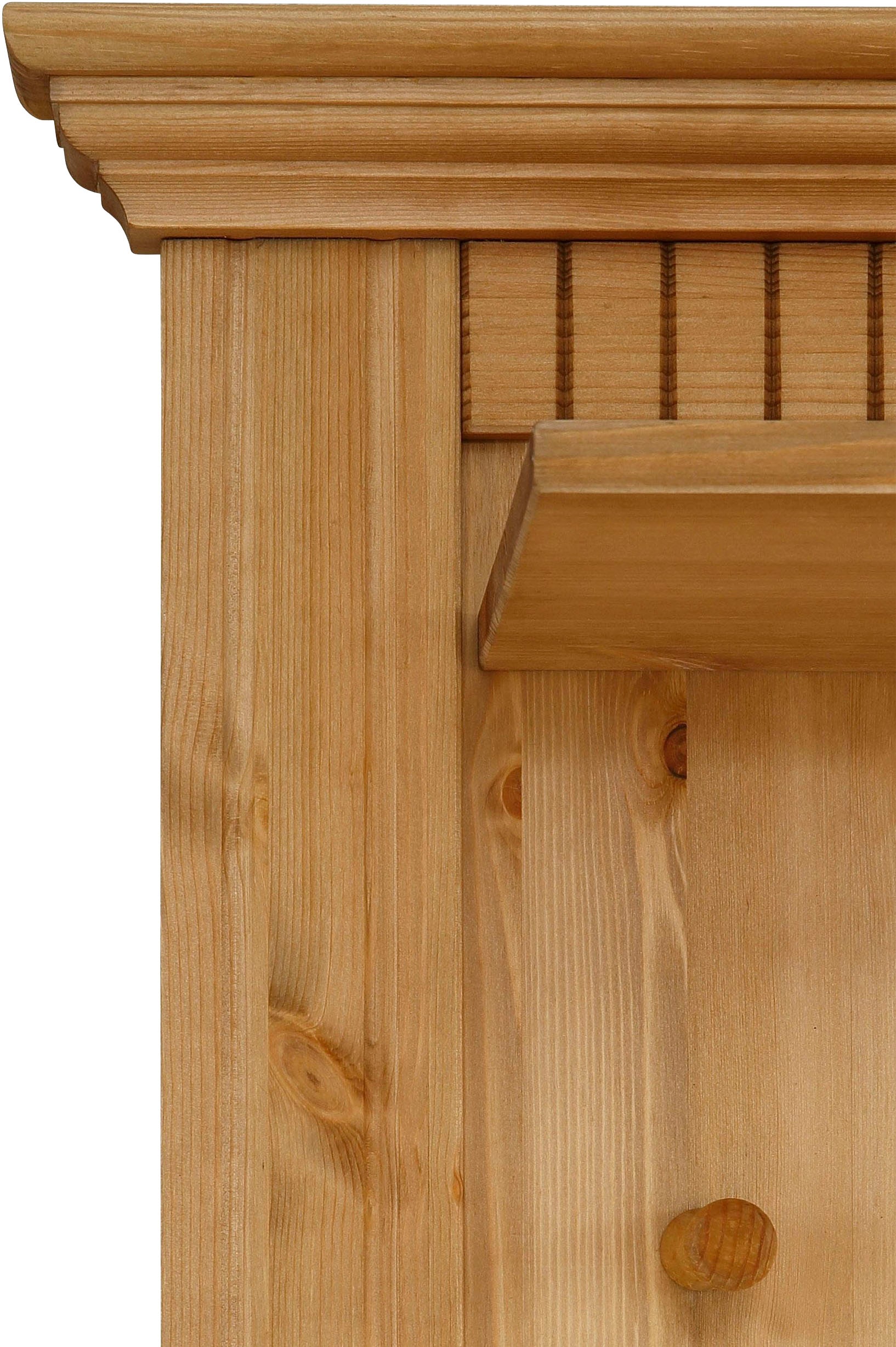 GOODproduct Panneau de vestiaire »Rustic« en pin massif, hauteur 190 cm, avec étagère, crochets en bois