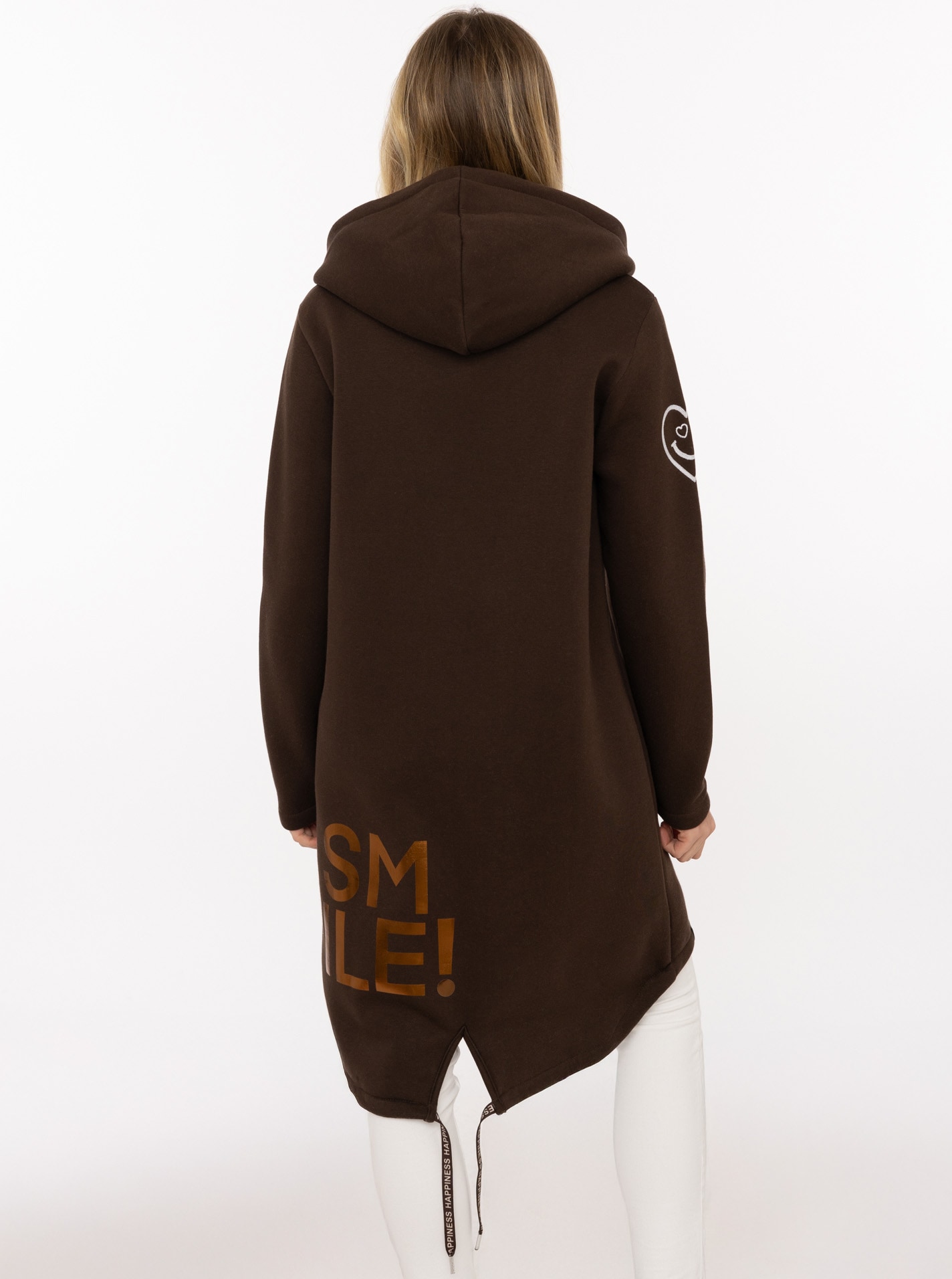 Zwillingsherz Manteau court »"Alissa Shiny"« capuche, fermeture éclair, imprimé brillant, bande imprimée