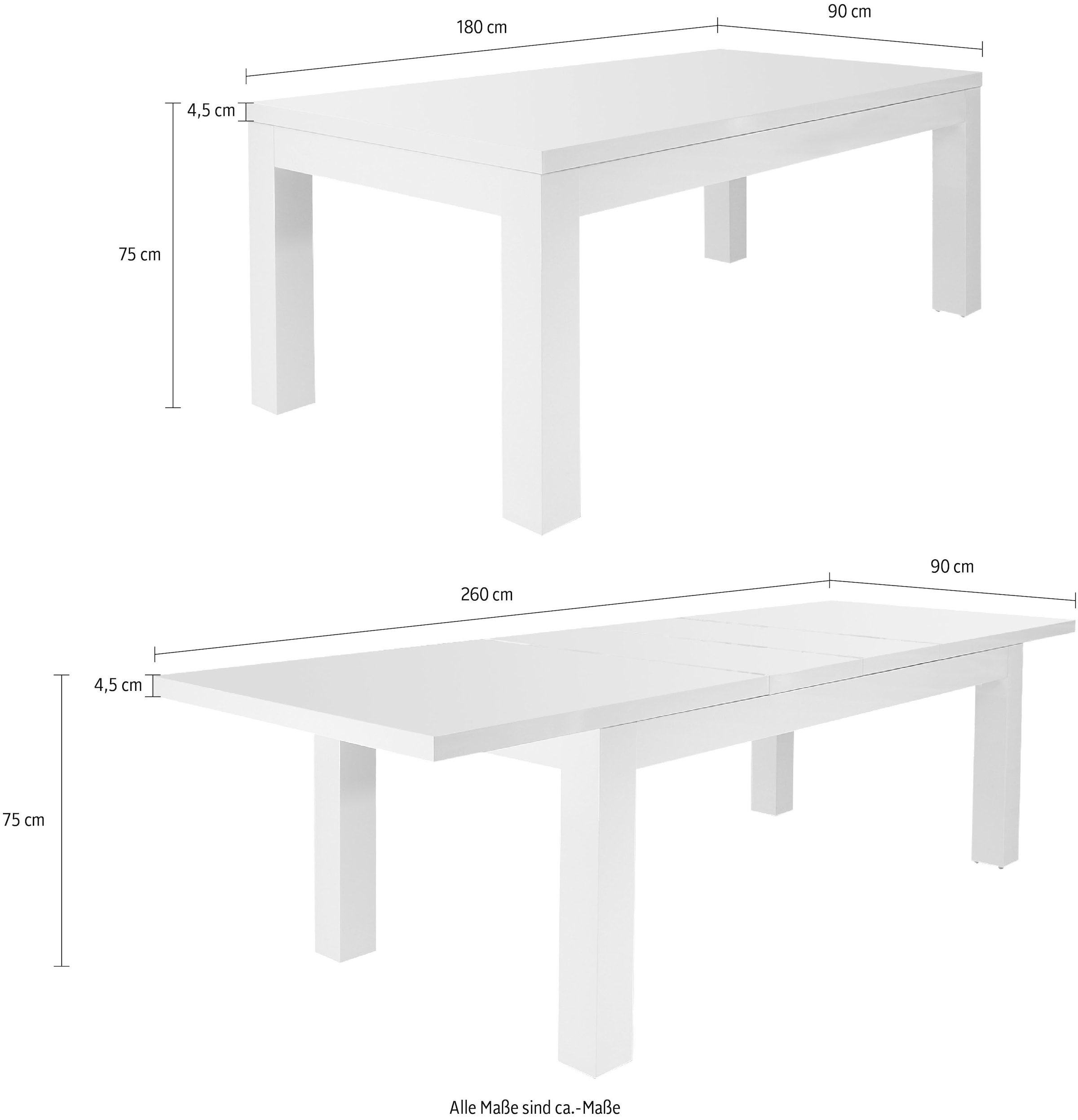 SalesFever Esstisch »Odense - Design Tisch für stilvolle Mahlzeiten« Mit praktischen Ansteckplatten erweiterbar