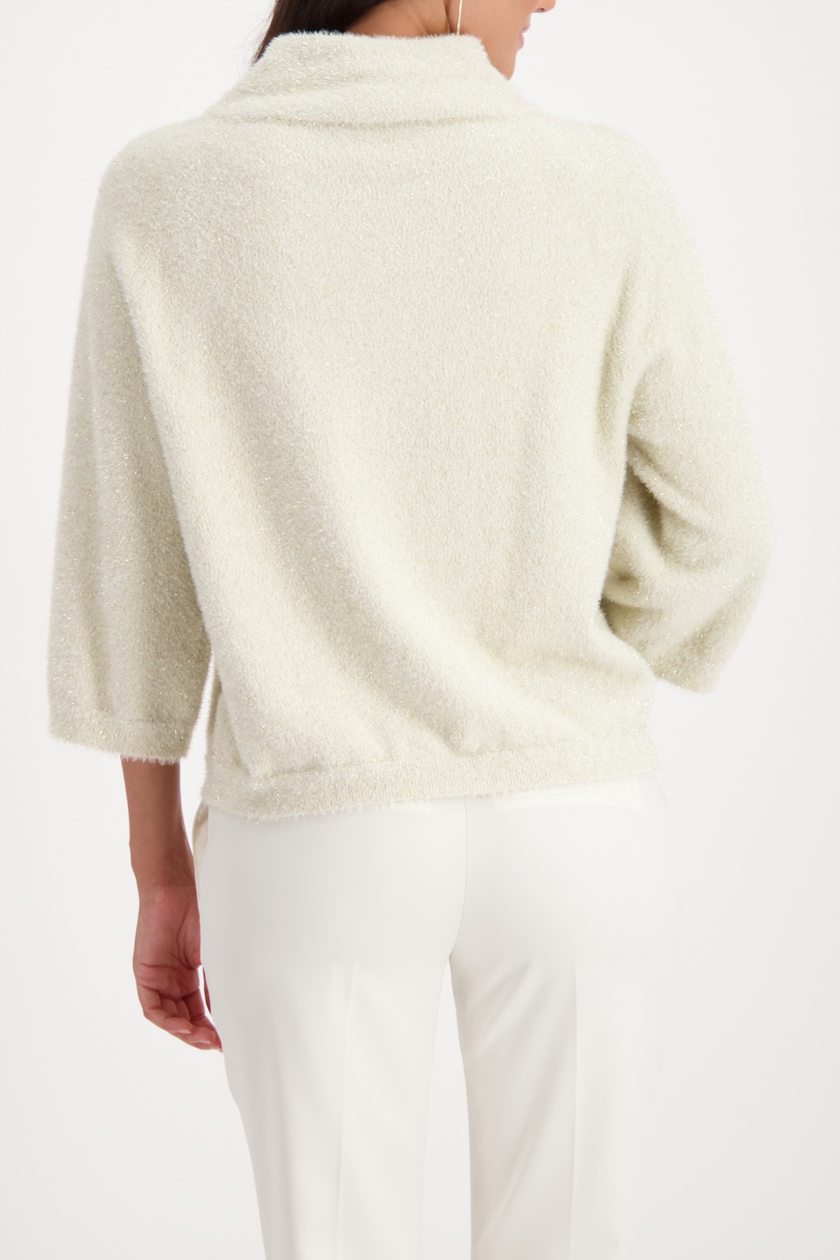 Monari Pull à col montant »Pullover Lurex« coupe régulière avec col rond