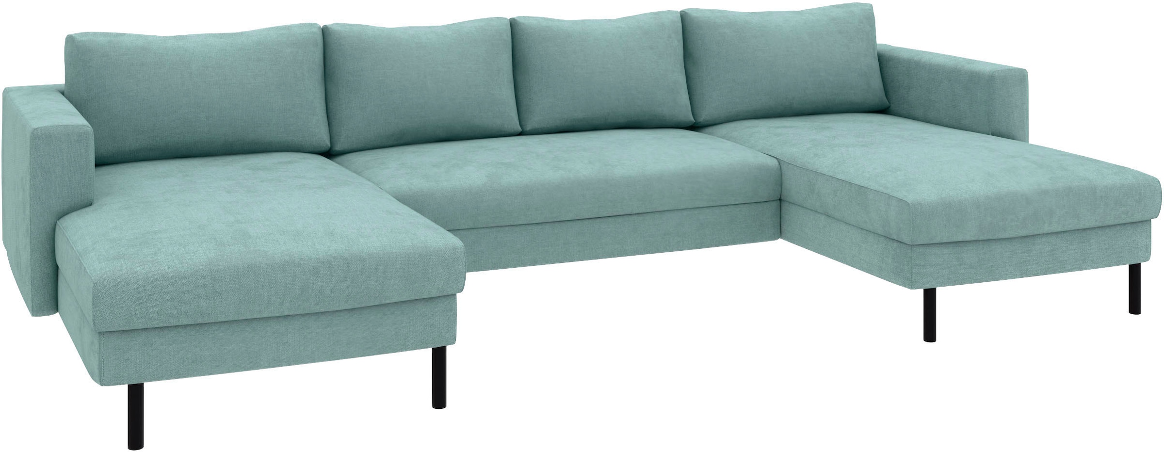 TRENDMANUFAKTUR Wohnlandschaft »Amazing II, wahlw. mit Schlaffunktion & Bettkasten, Fuss schwarz« Sofa in U-Form, in Cord, Struktur LEO o. Struktur LINO, Breite 305 cm