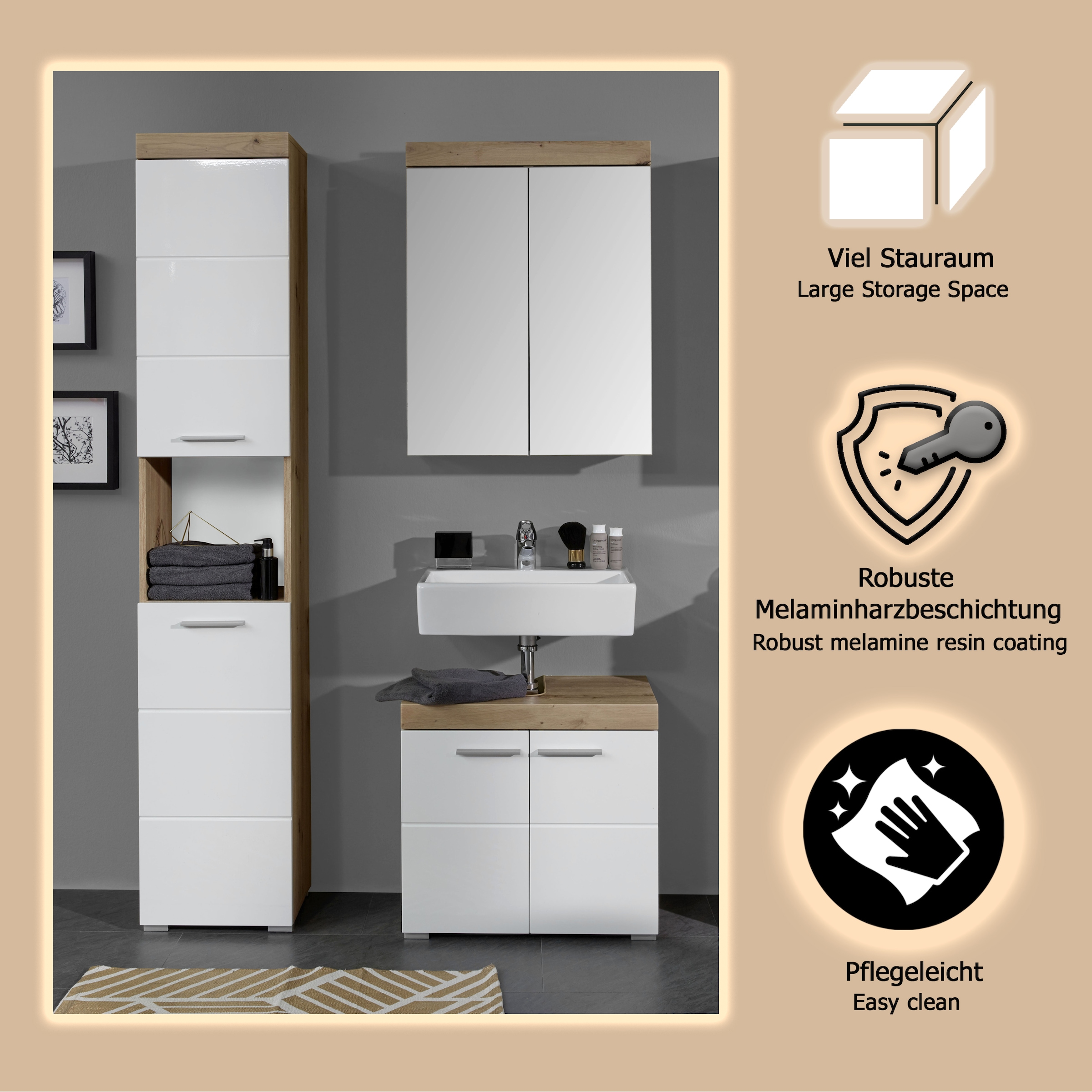 welltime Badmöbel-Set »Avena« Set, 3 Stk. tlg.