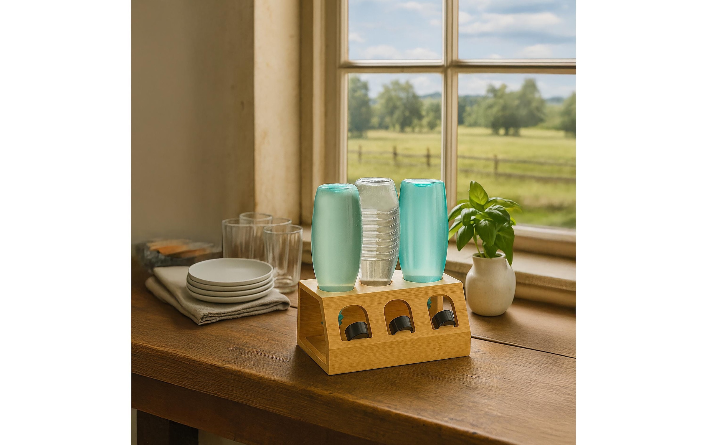 relaxdays Flaschenhalter »für 3 Flaschen«