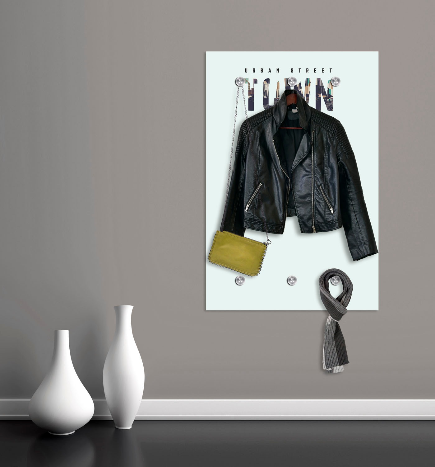 queence Garderobenleiste »URBAN STREET TOWN« mit 6 Haken, 80 x 120 cm