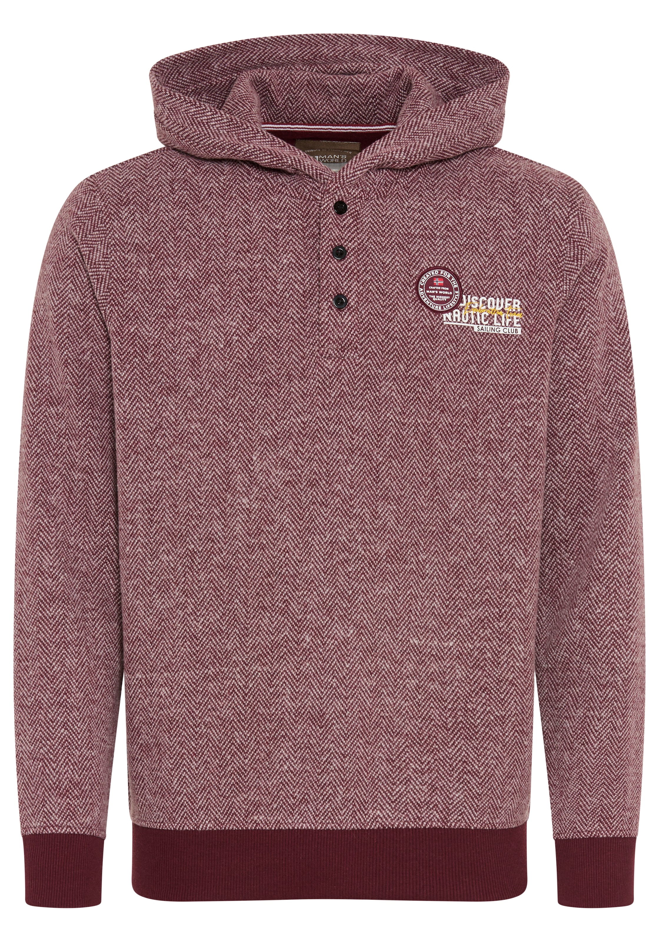 Man's World Pull en polaire , avec capuche, aspect à motifs, en polyester et coton
