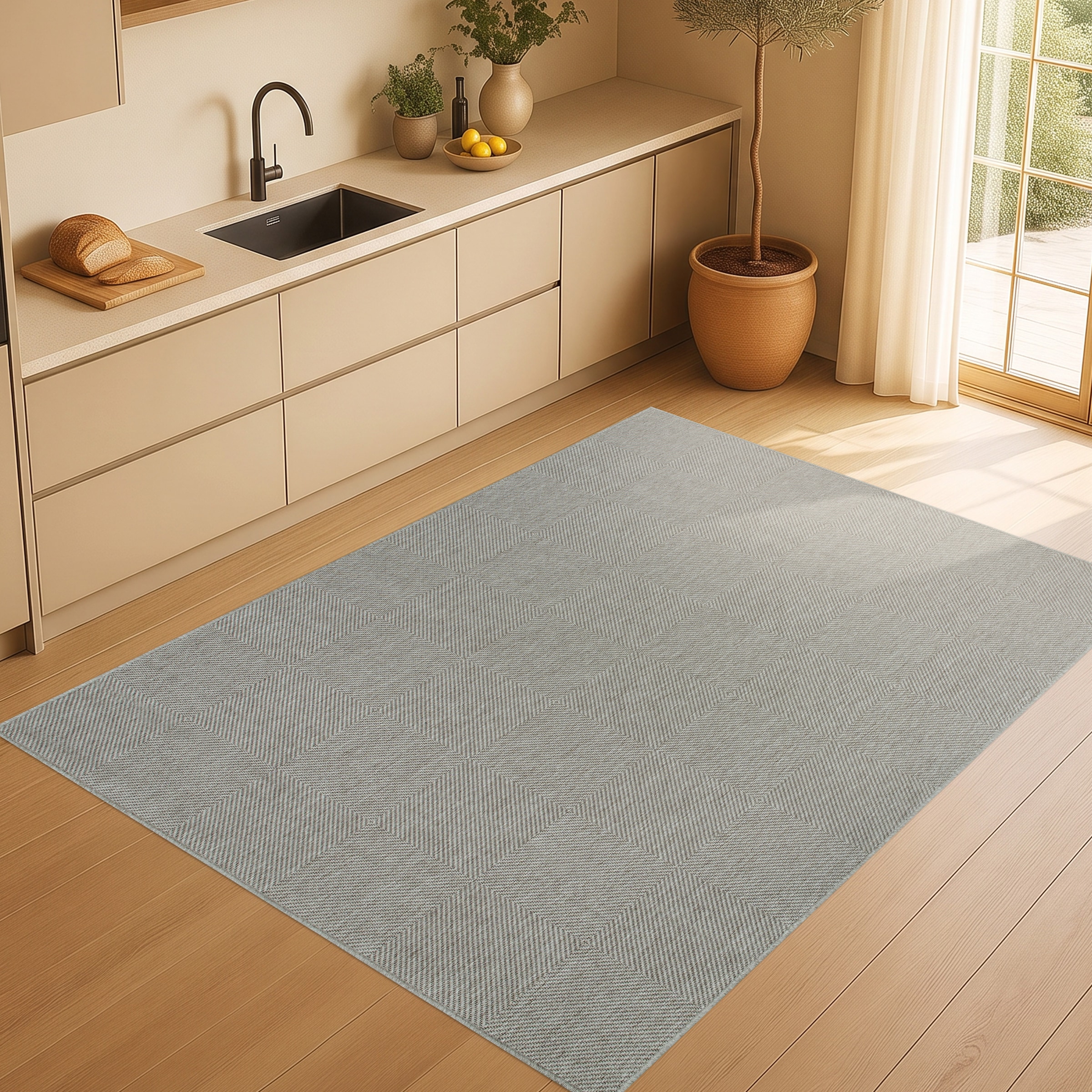 GOODproduct Tapis »Anna, auch als Läufer erhältlich« Rectangulaire 3 mm Höhe adapté intérieur et extérieur, aspect sisal, résistant aux intempéries et aux UV