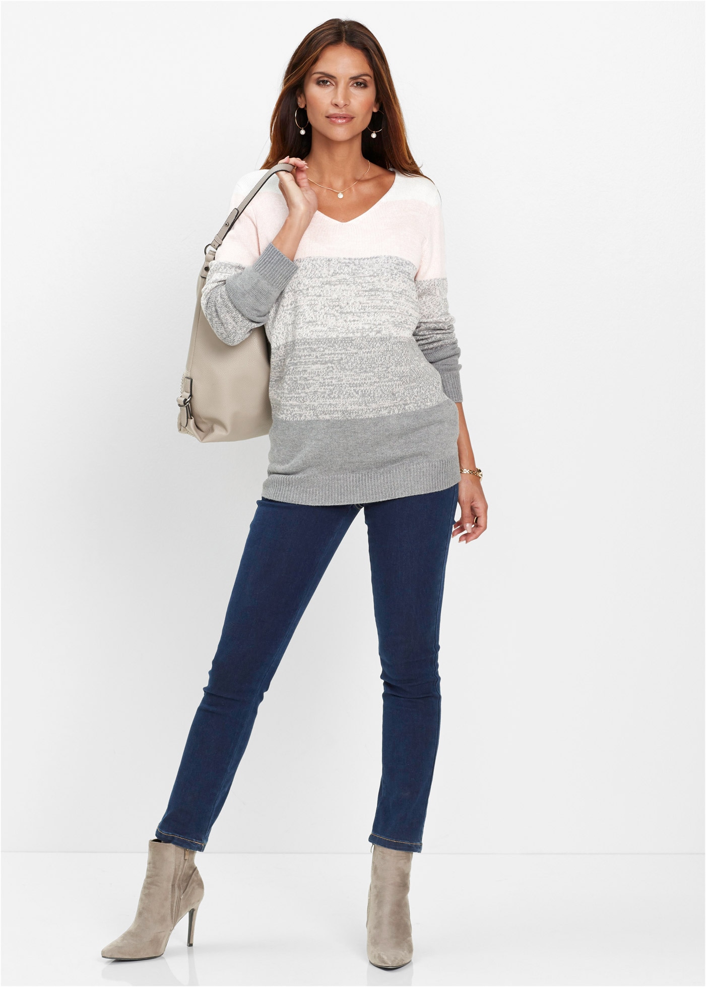 bonprix Pull long »Long-Pullover mit Cashmere-Anteil« aus Viskose, Polyamid, Polyester und Kaschmir, lockere Passform