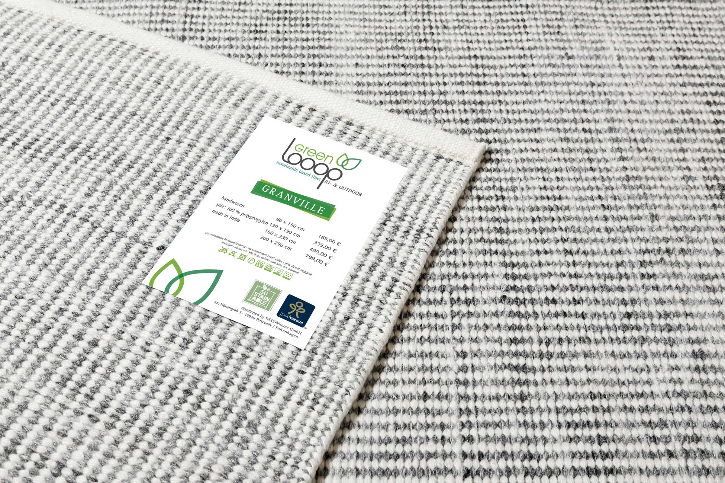 Green Looop Teppich »Granville« rechteckig 6 mm Höhe Kurzflorteppich, handgewebt, modern, Wohnzimmer, einfarbig, zeitlos