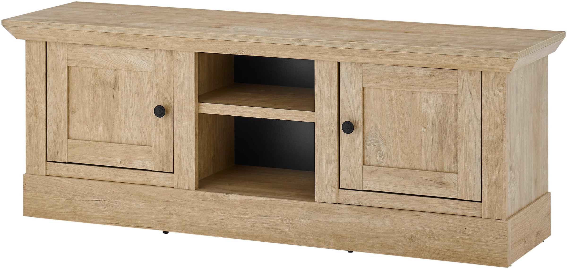 Home affaire Table basse »Cornwall, Unterschrank im Landhausstil, Kommode, Eiche Dekor« 1 cuis tlg. verschnörkelte Metallgriffe, offene Fächer und Türen, 152 cm breit