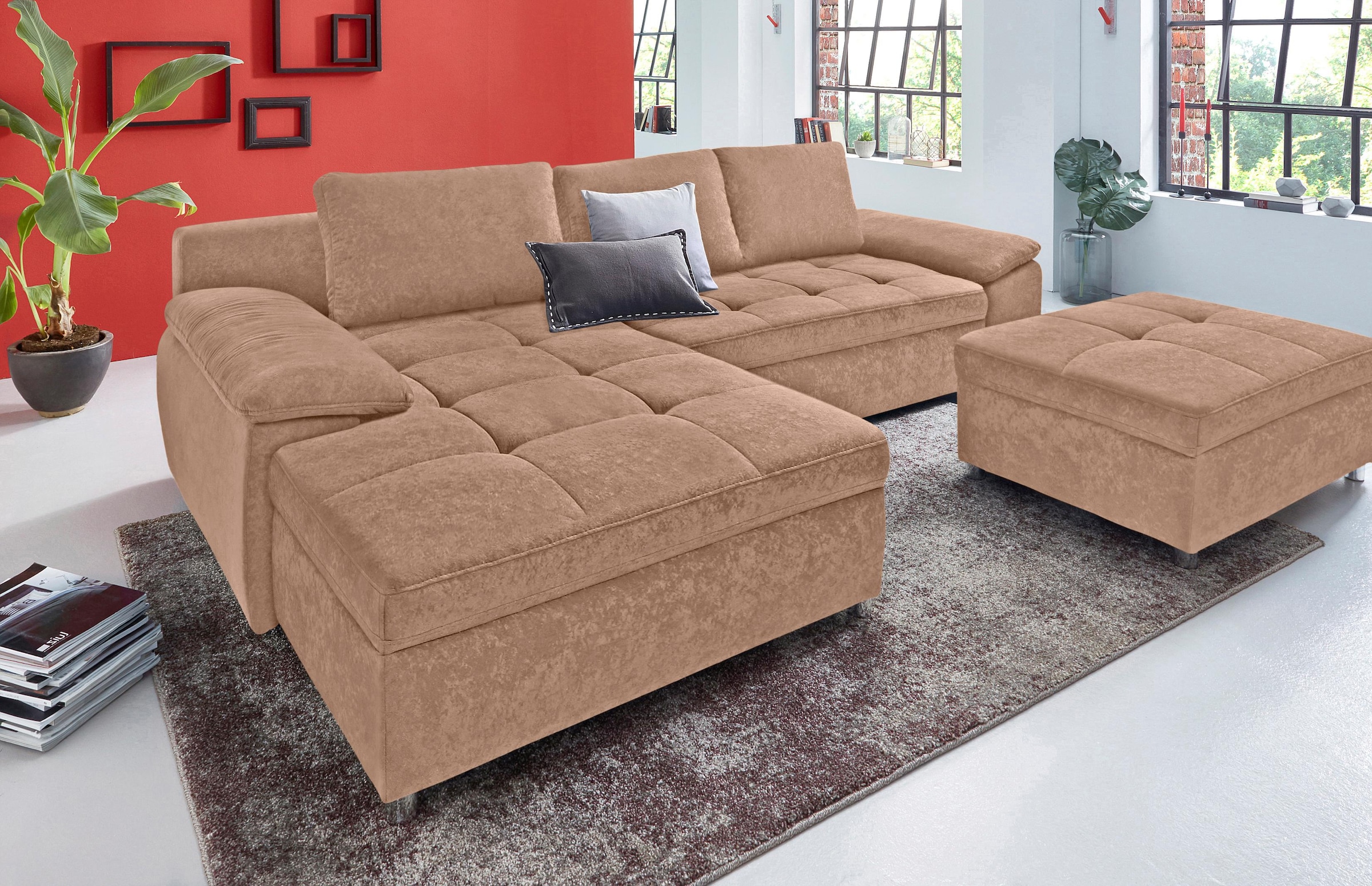 Home affaire Ecksofa »Labene L-Form« wahlweise mit Bettfunktion und Bettkasten, auch als XXL-Variante