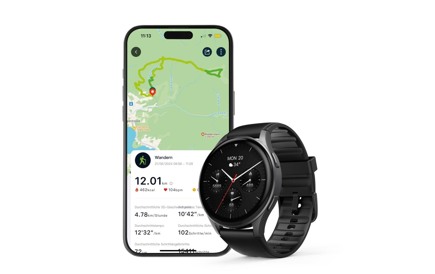 Hama Smartwatch »Smartwatch 8900 (Telefonfunktion, GPS, wasserdicht IP68, Herzfrequenz)«(/ 1,43 ″)