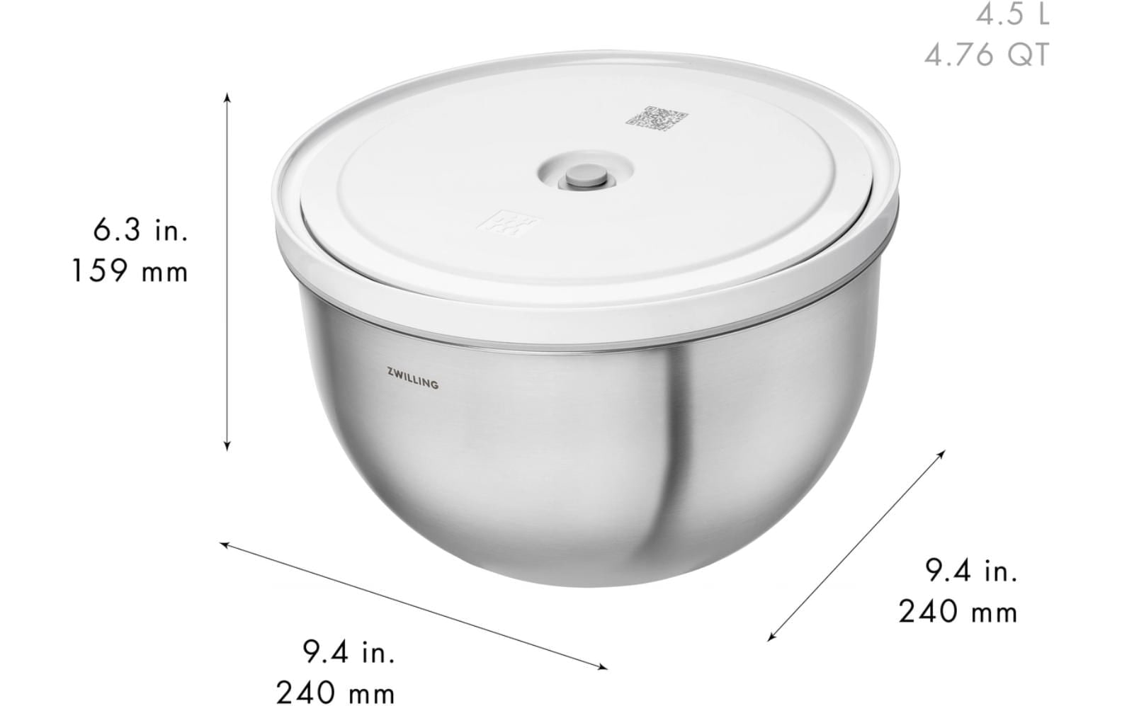Zwilling Bol »Fresh & Save BOWLS« 2 Vakuumschüssel L / 24 cm, Edelstahl