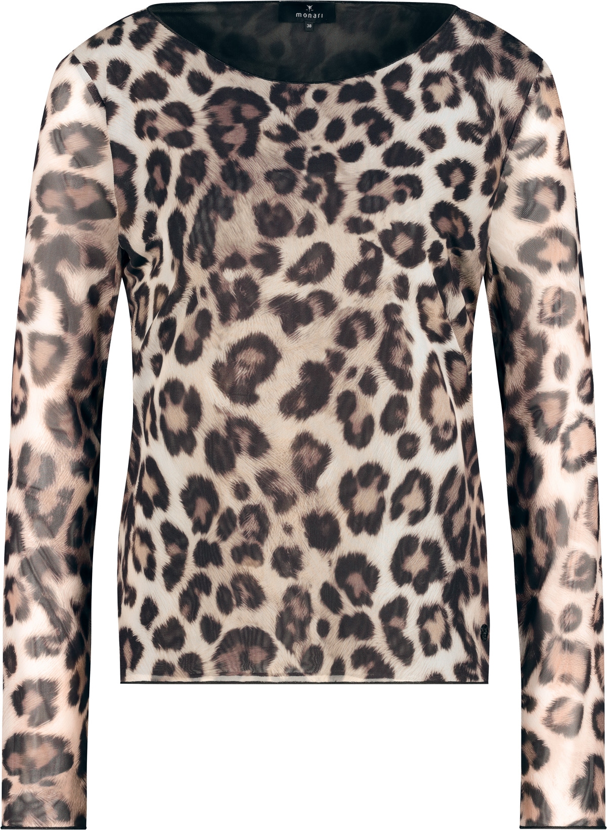 Monari Langarmshirt »Shirt Leo allover Mesh« Regular fit mit Rundhalsausschnitt